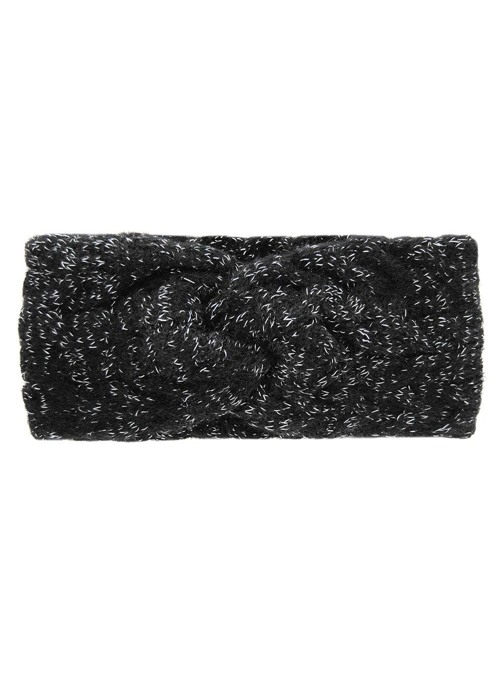 axy Haarband Damen Strickstirnband mit Zopfmuster, Silberfäden & Twist-Knoten, Strick Winter Stirnband Hairband