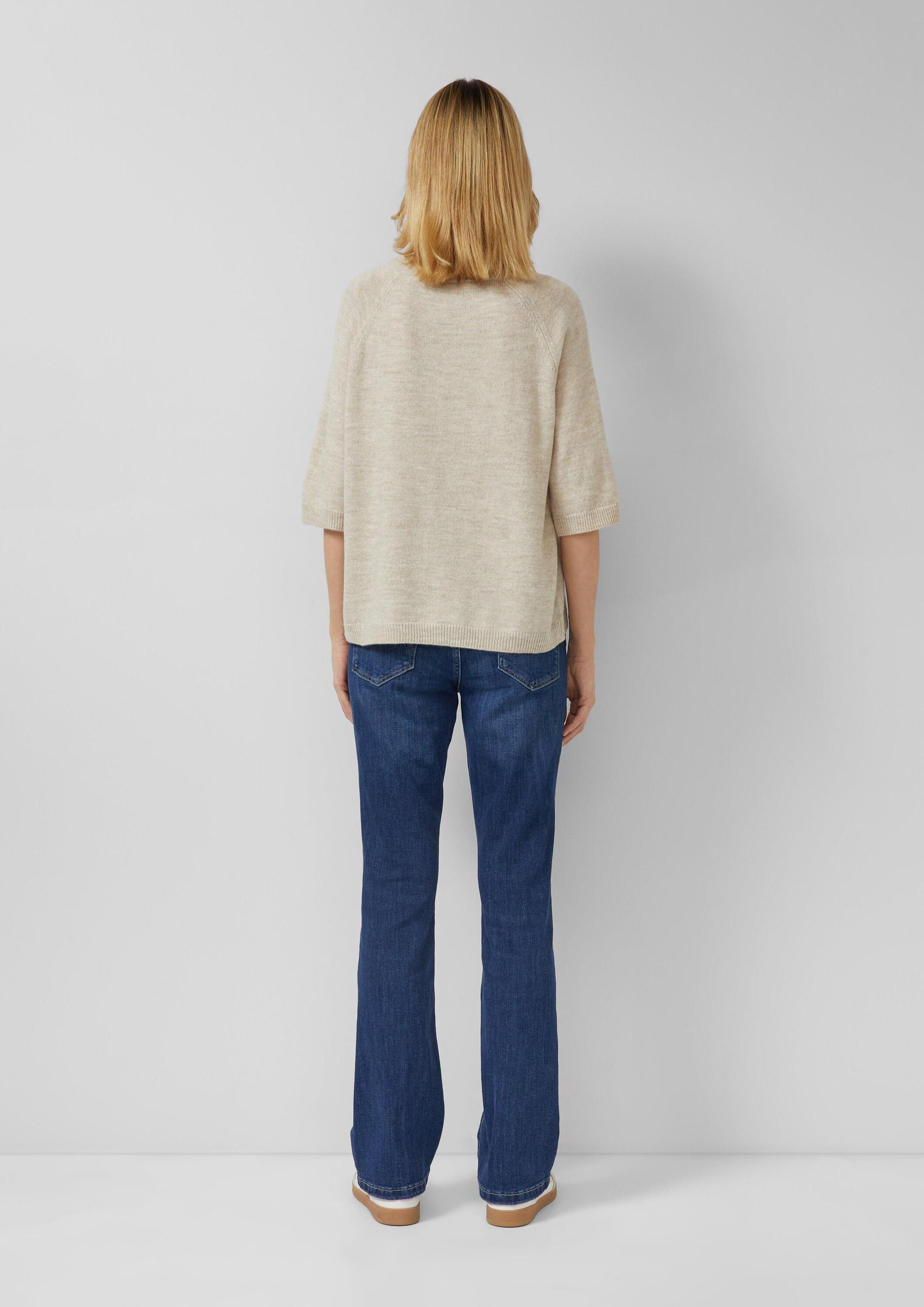 s.Oliver Kurzarmpullover Strickpullover Weicher Halbarmpullover aus Alpakamix