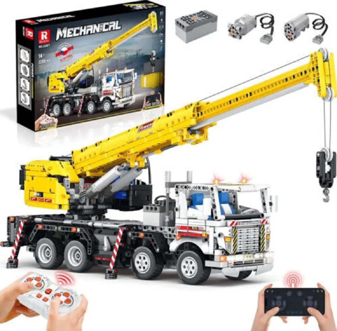 Reobrix Reobrix 22007 Multifunktions Auto-Kran 2.206 Teile Technik RC-Control Konstruktions-Spielset, (2206 St)