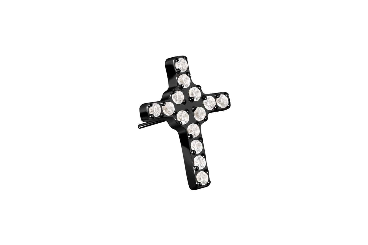 Piercing-Set Titan Aufsatz mit Push Pin KRISTALLKREUZ