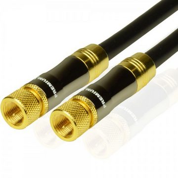 PremiumX 5m Gold-Line SAT TV Antennenkabel KUPFER F-Anschlusskabel Schwarz TV-Kabel