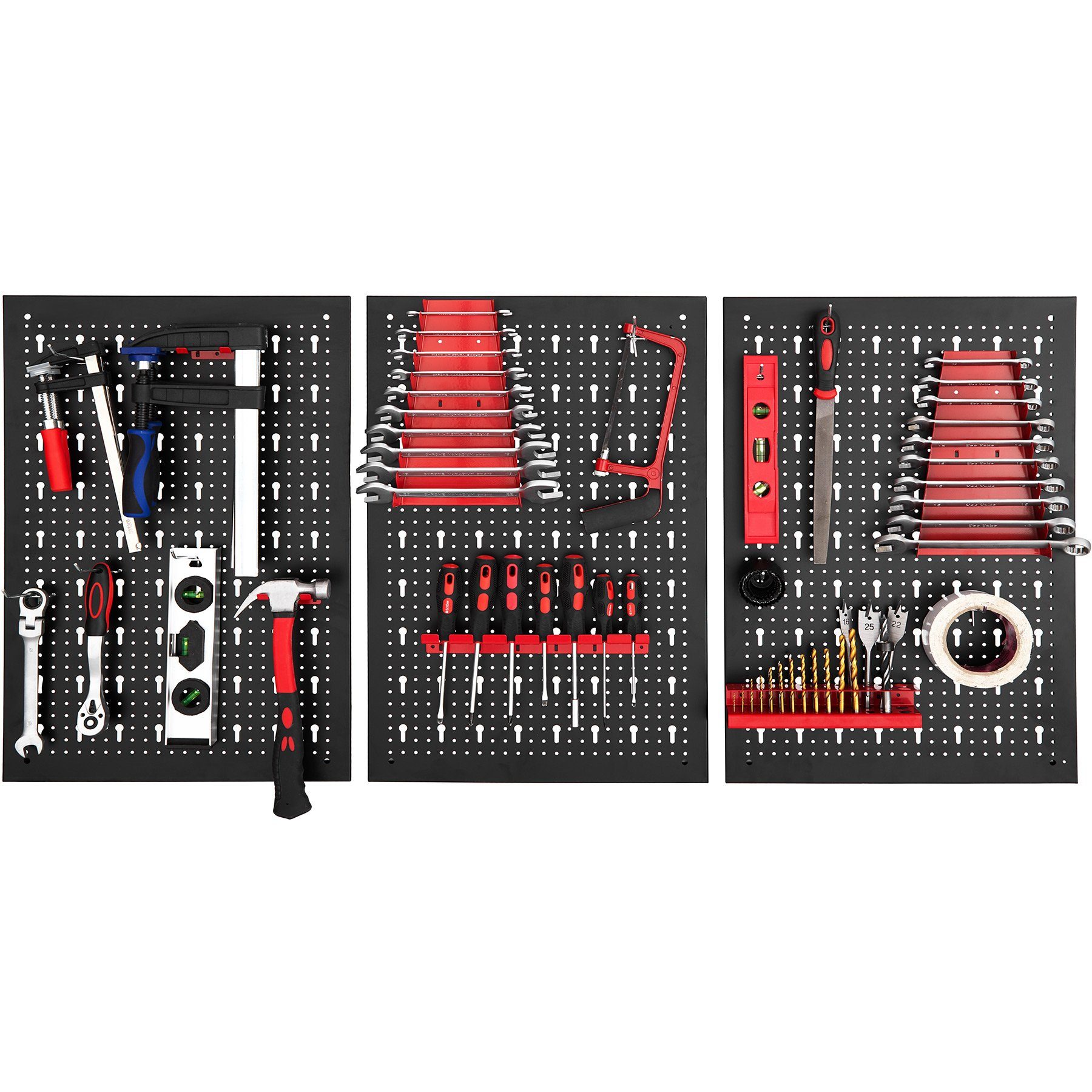 tectake Lochwand Werkzeuglochwand mit Halterungen 25 Haken und