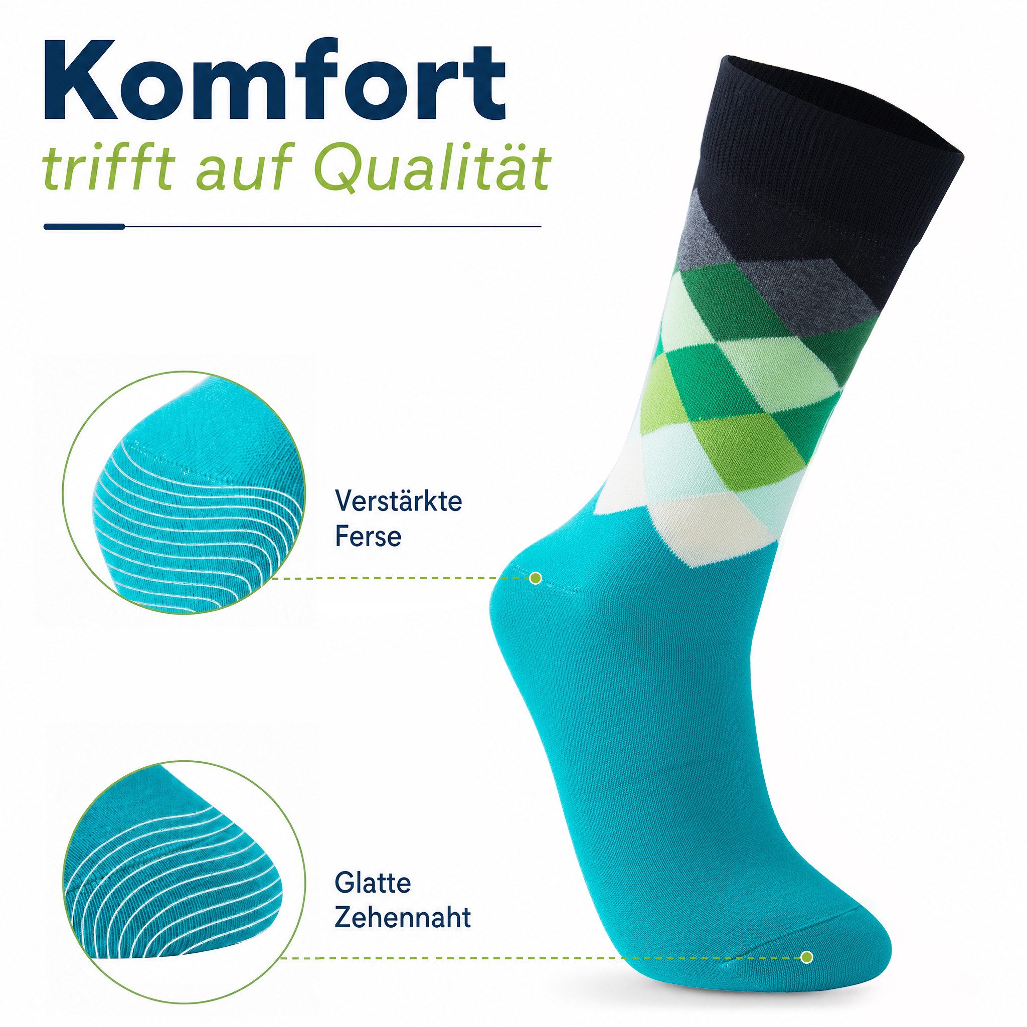 Vkele Businesssocken Bunte Socken (6-Paar) Geschenkpack einfarbige socken herrensocken, Crew Socken – Bild 5 von 5