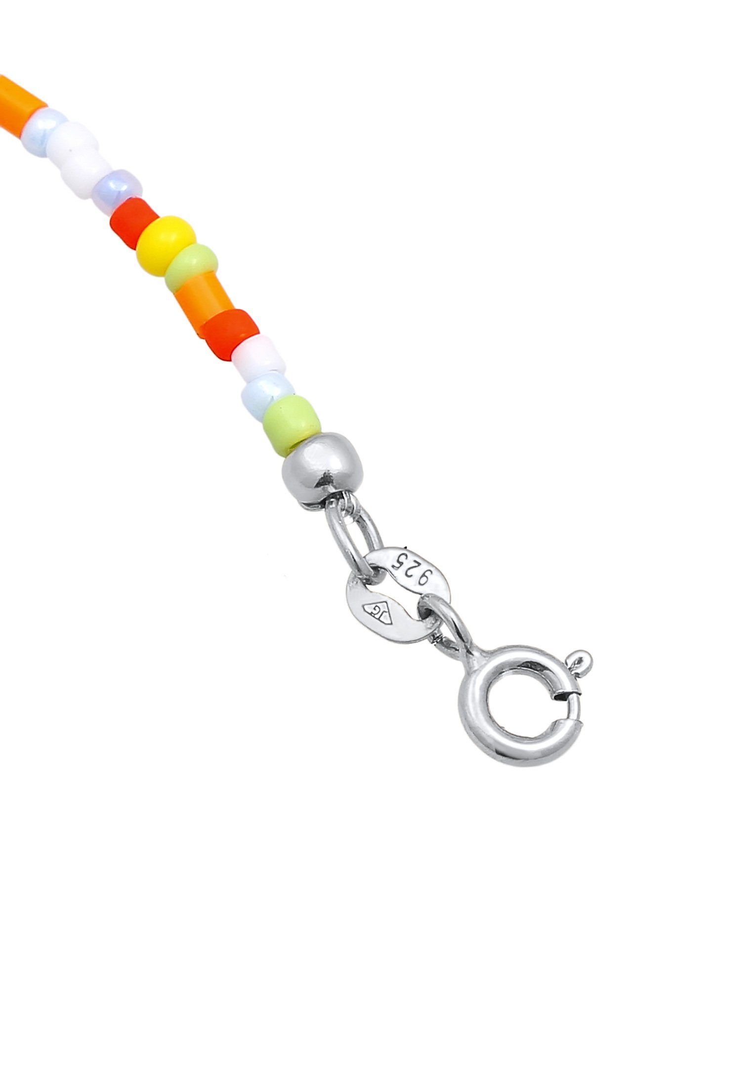 Elli Fußkette Peace Frieden Symbol Glas Beads Bunt 925 Silber, Gesamtlänge  ca. 22 cm - 25 cm, verstellbar | Fußkettchen