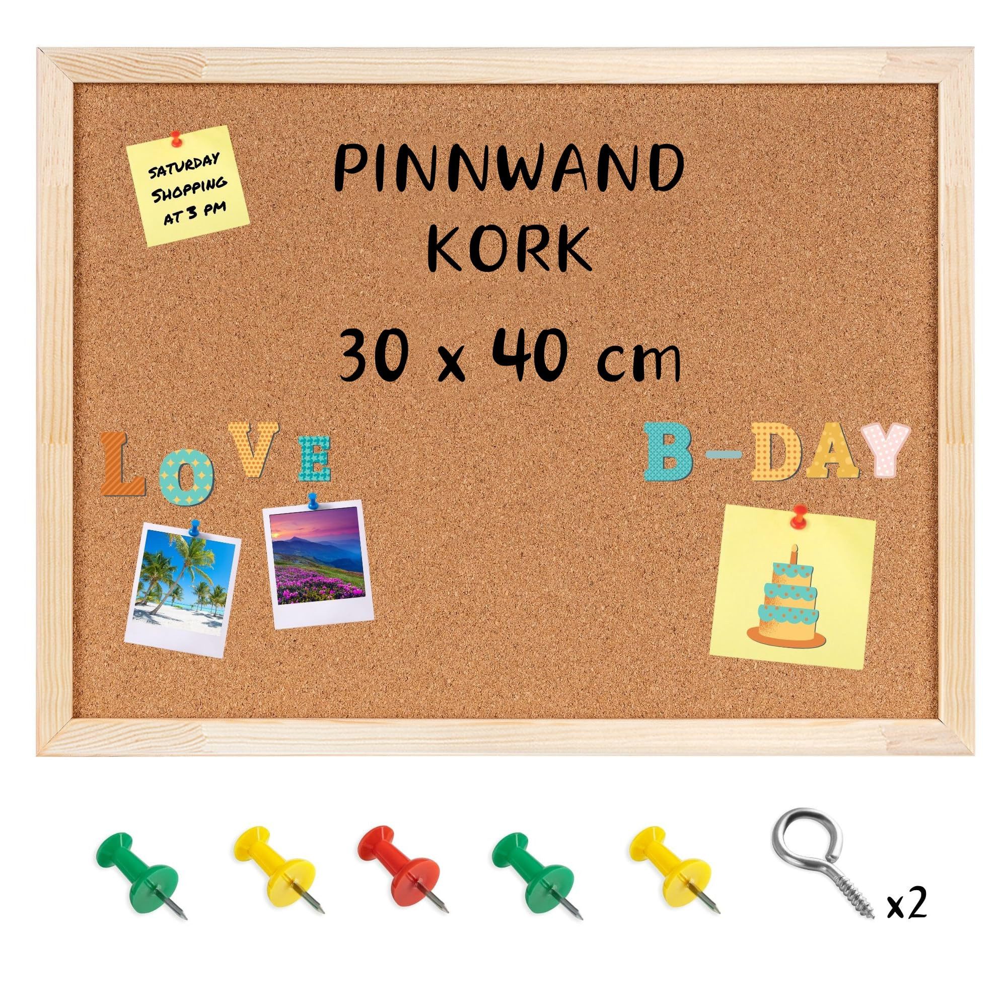 Creative Deco Pinnwand Große Pinnwand Kork, inkl. 5 Pinwandnadeln