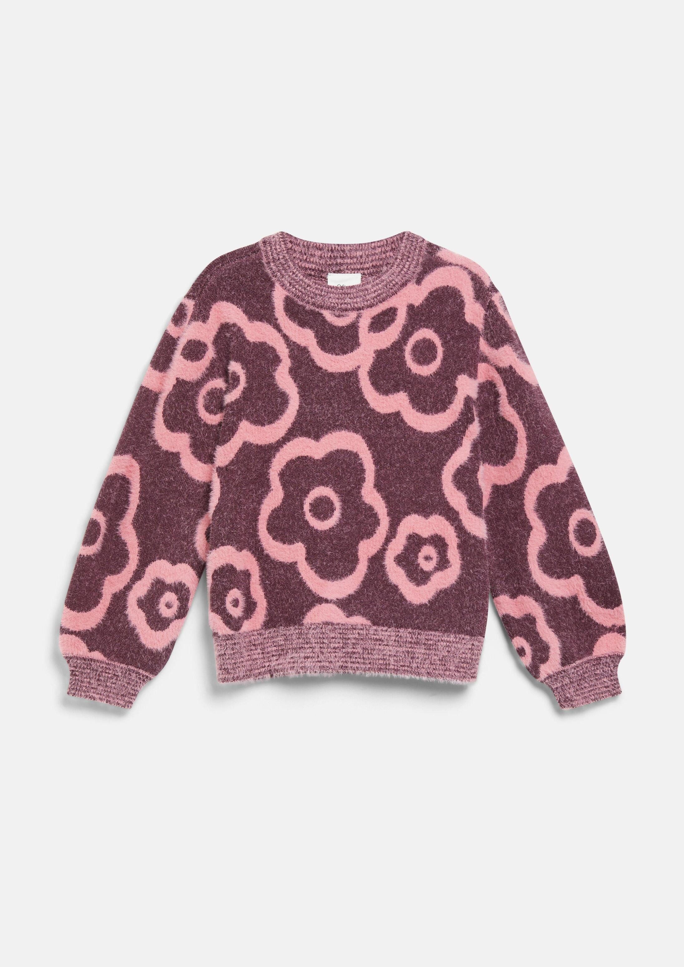 s.Oliver Longpullover Strickpullover Kuscheliger Strickpullover mit Blumenmuster