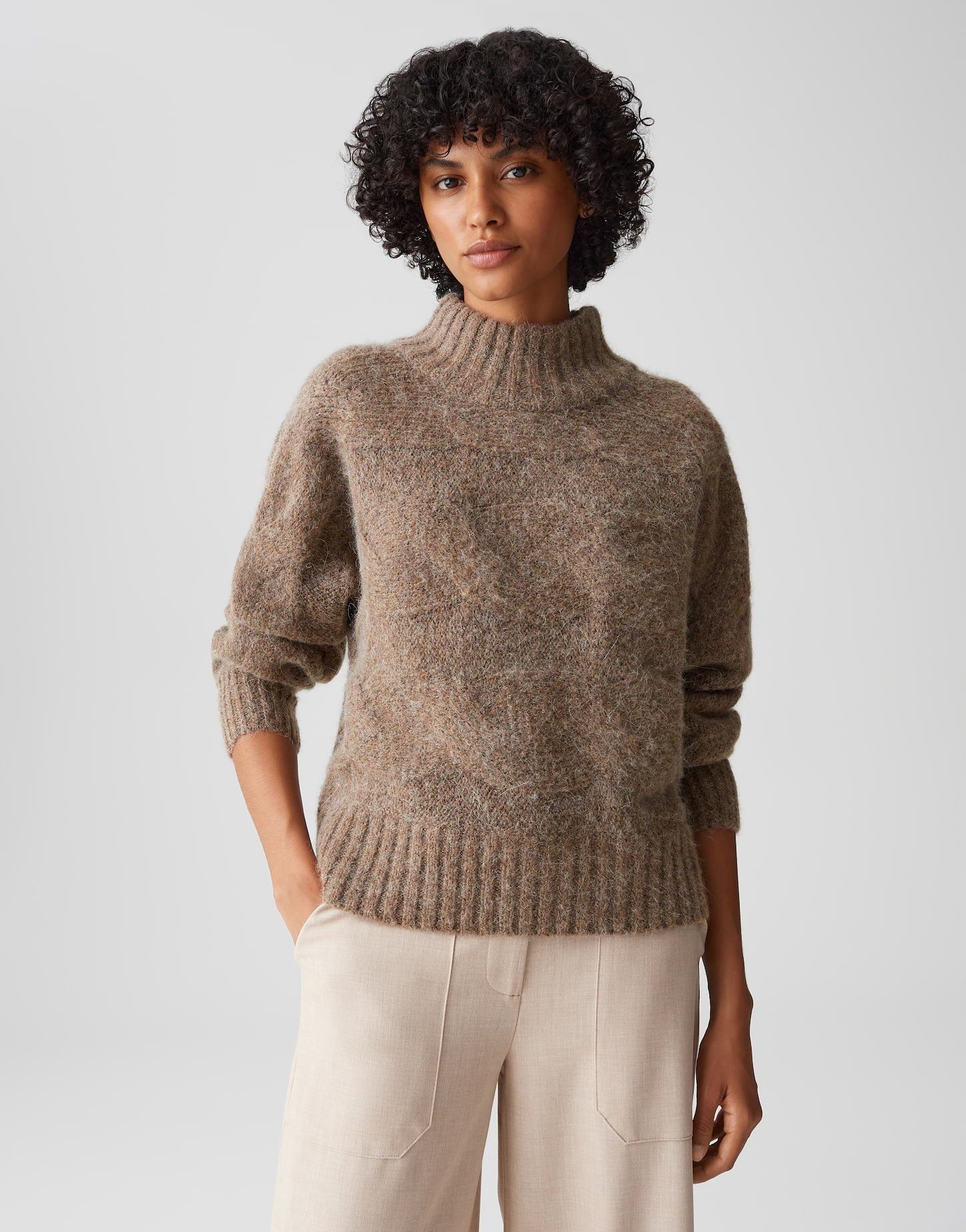 OPUS Strickpullover PORTREE Regular Fit mit Zopfmuster lockere Passform, weicher Griff, wärmend
