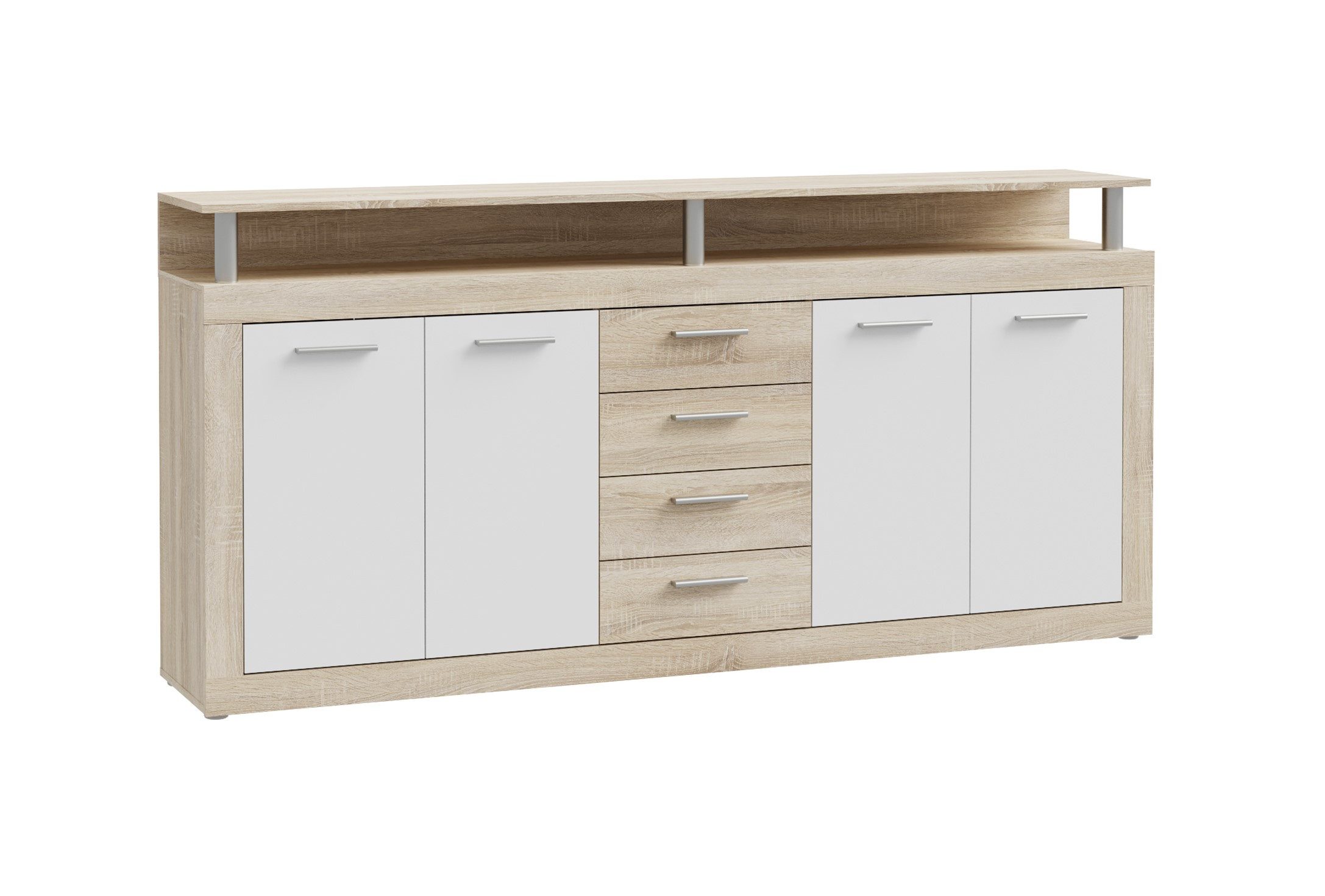 99rooms Kommode Sova (Sideboard, Kommode, Schrank), 1 offenes Fach, 4 Türen, 4 Schubladen, viel Stauraum, Modern Design