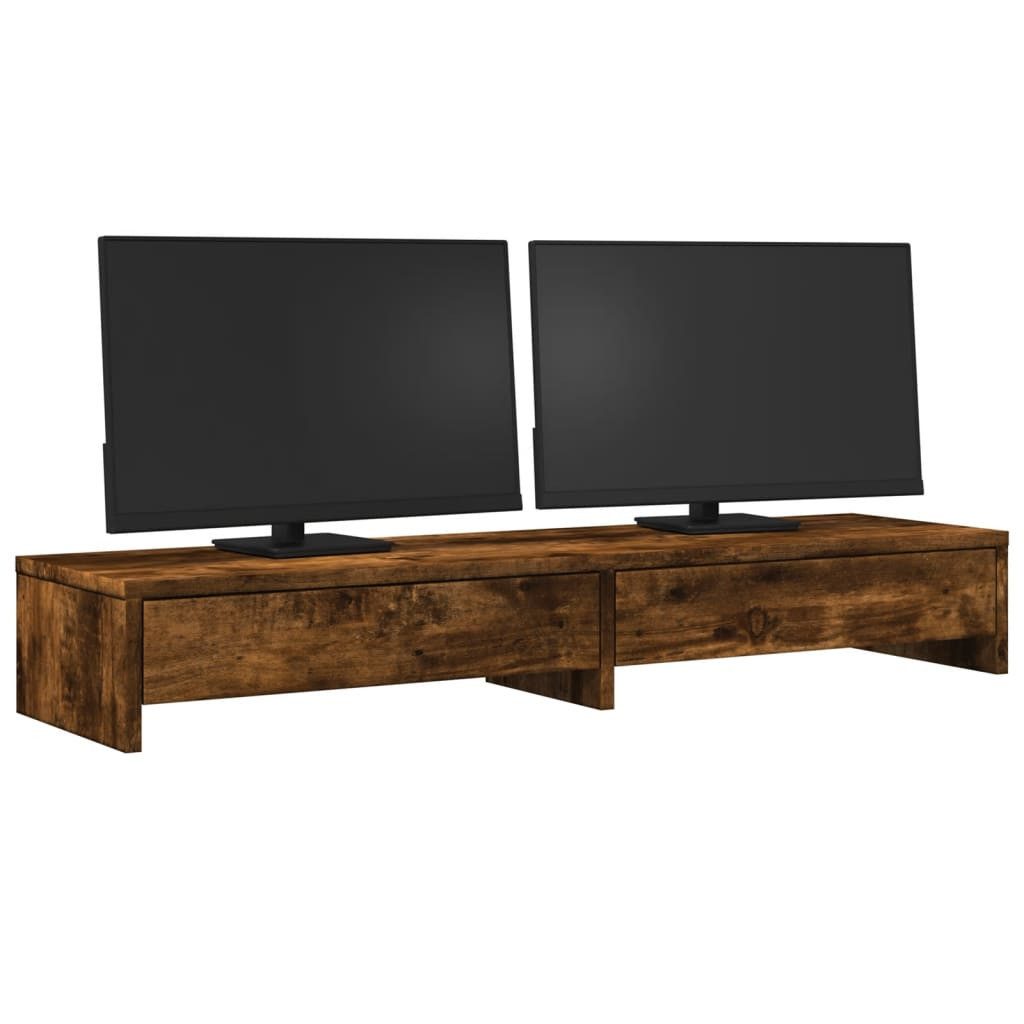 vidaXL Monitorständer Monitorständer mit Schubladen Räuchereiche 100x27x15 cm – Bild 3 von 5