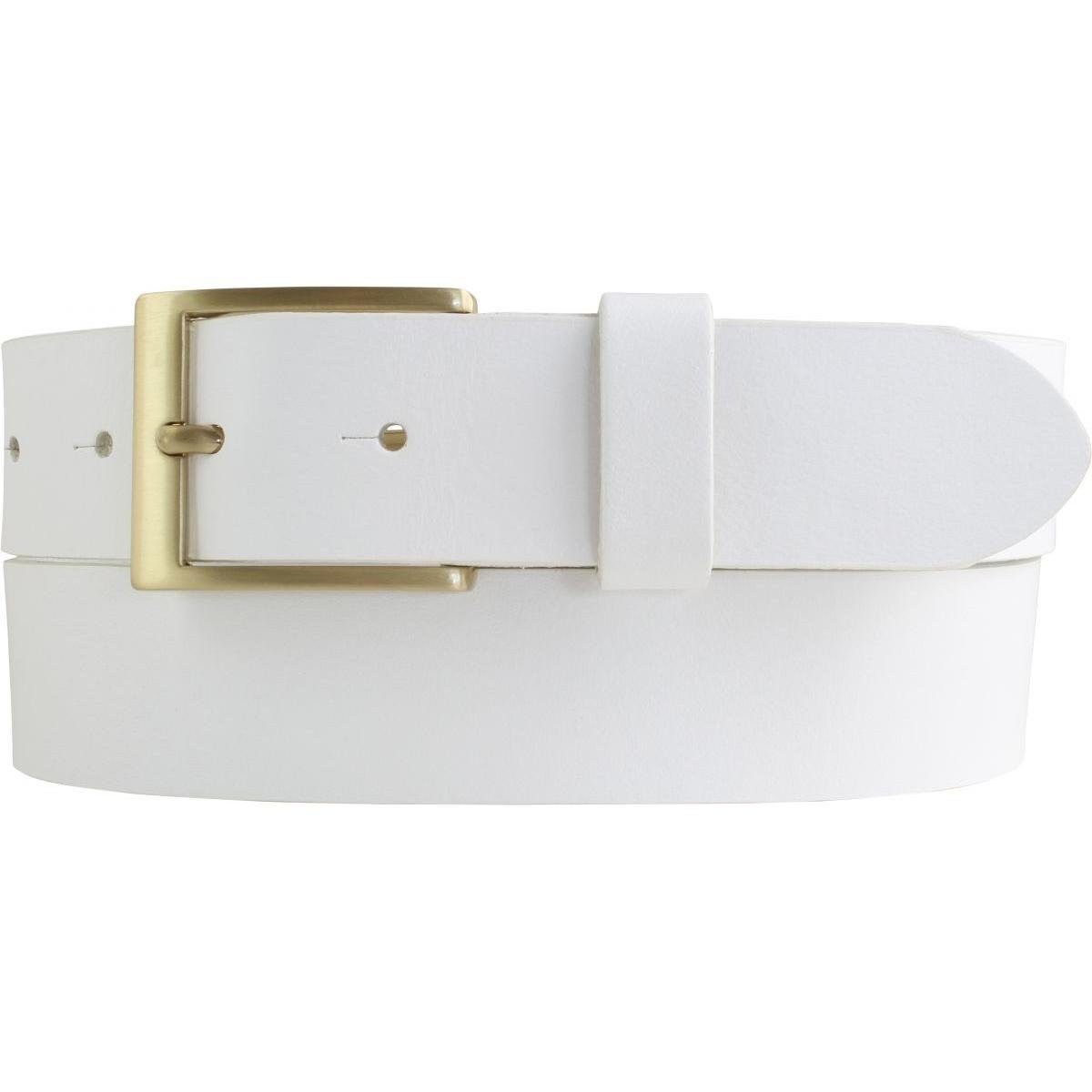 BELTINGER Ledergürtel Gürtel aus Vollrindleder 3,5 cm - Jeans-Gürtel für Herren mit goldener Weiß, Gold