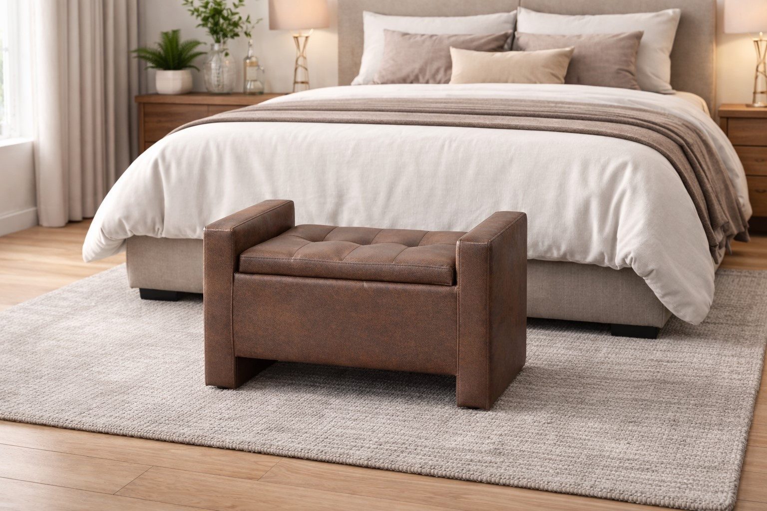 moebel-direkt-online Hockerbank Truhenbank Mikrofaser braun, mit Stauraum