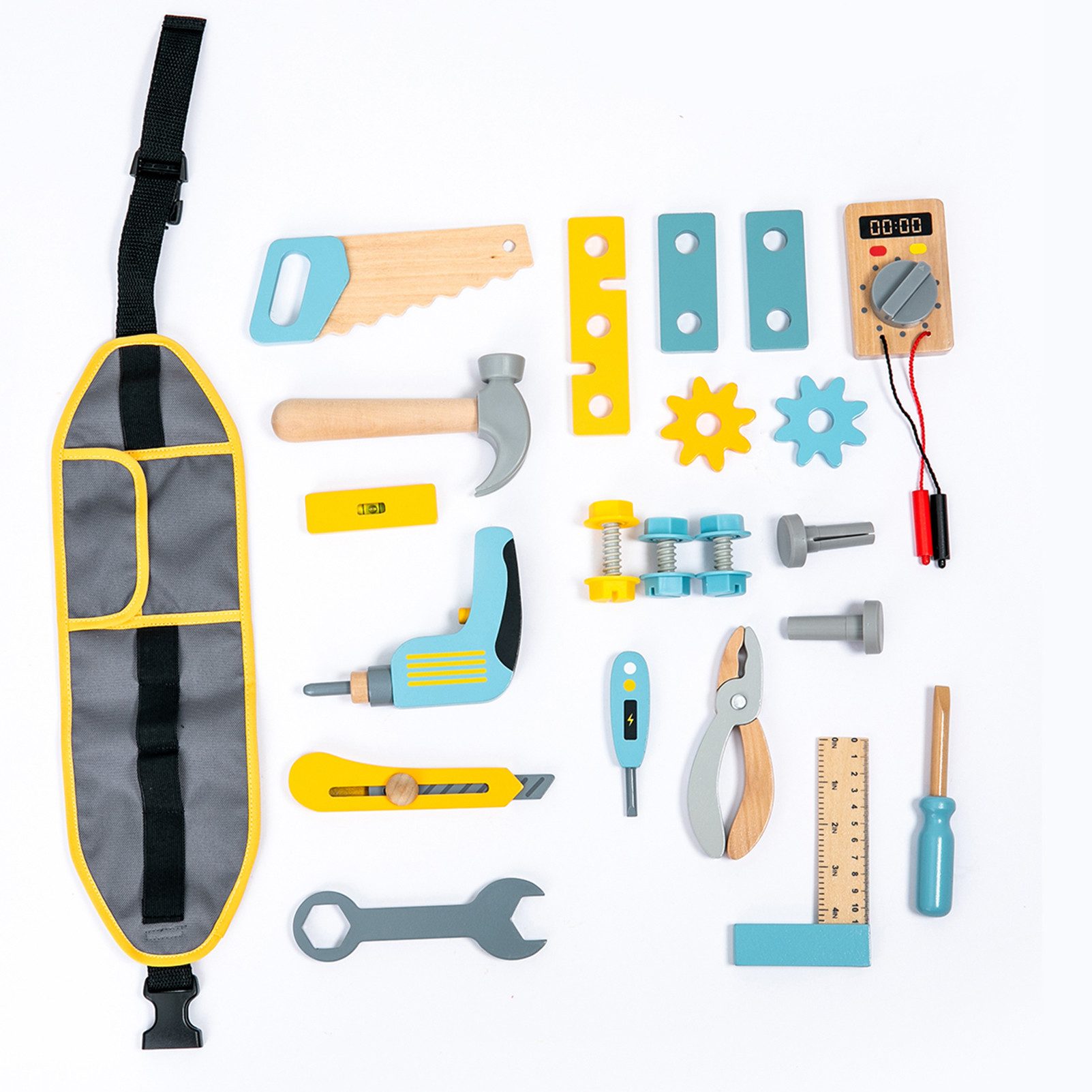 Esun Kinder-Werkzeug-Set Werkzeugkoffer Kinder Werkzeug, Montessori Spielzeug ab 3 4 5 6 Jahre, (Set, Komplettset), Geschenk Junge Mädchen Holzspielzeug Kinder 25 St.
