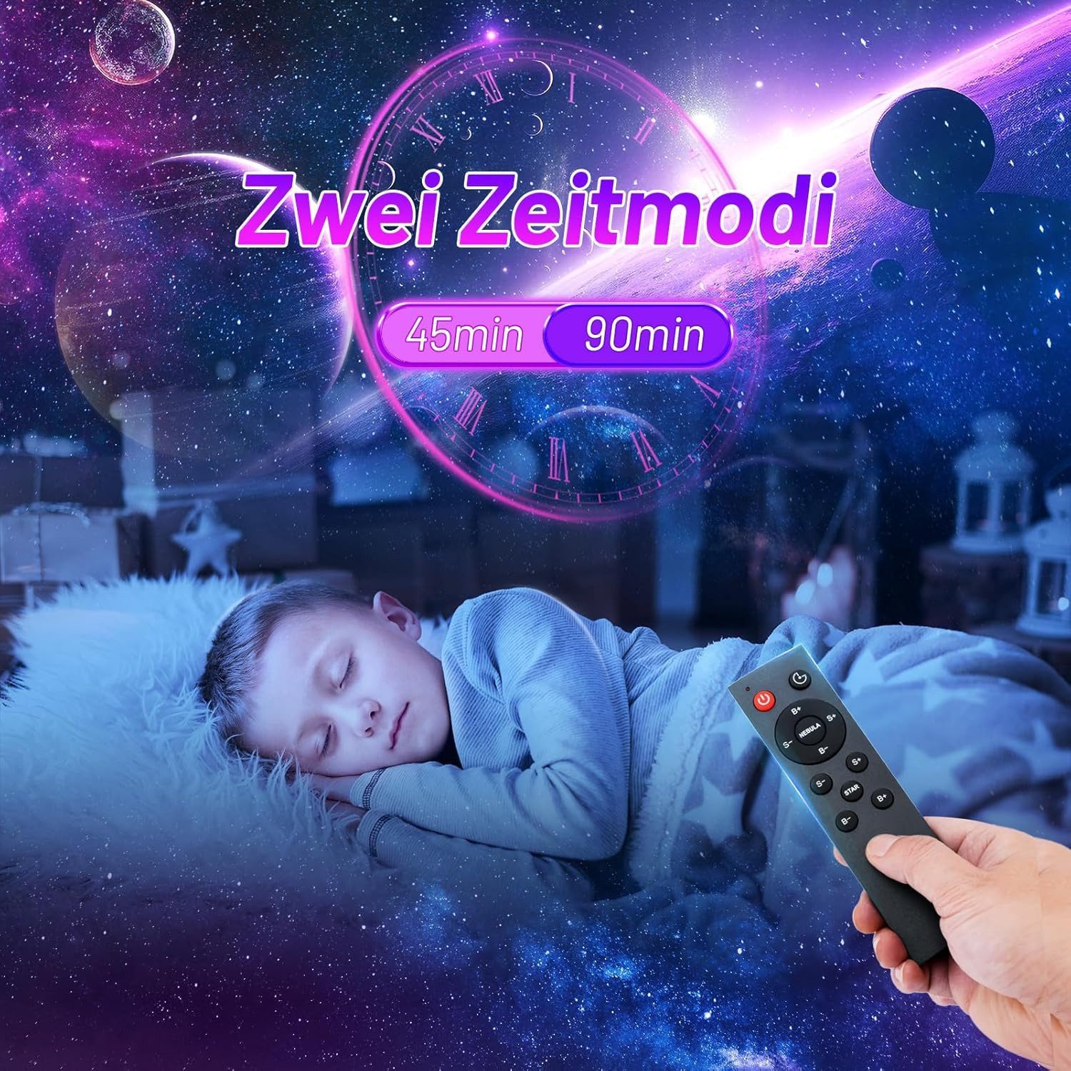 kowdom Nachtlicht Sternenhimmel Projektor Astronaut Nachtlicht mit Fernbedienung Timer, LED, mehrfarbig, wählbar, Astronaut-Design, Fernbedienung, Timer, 360° R – Bild 3 von 5