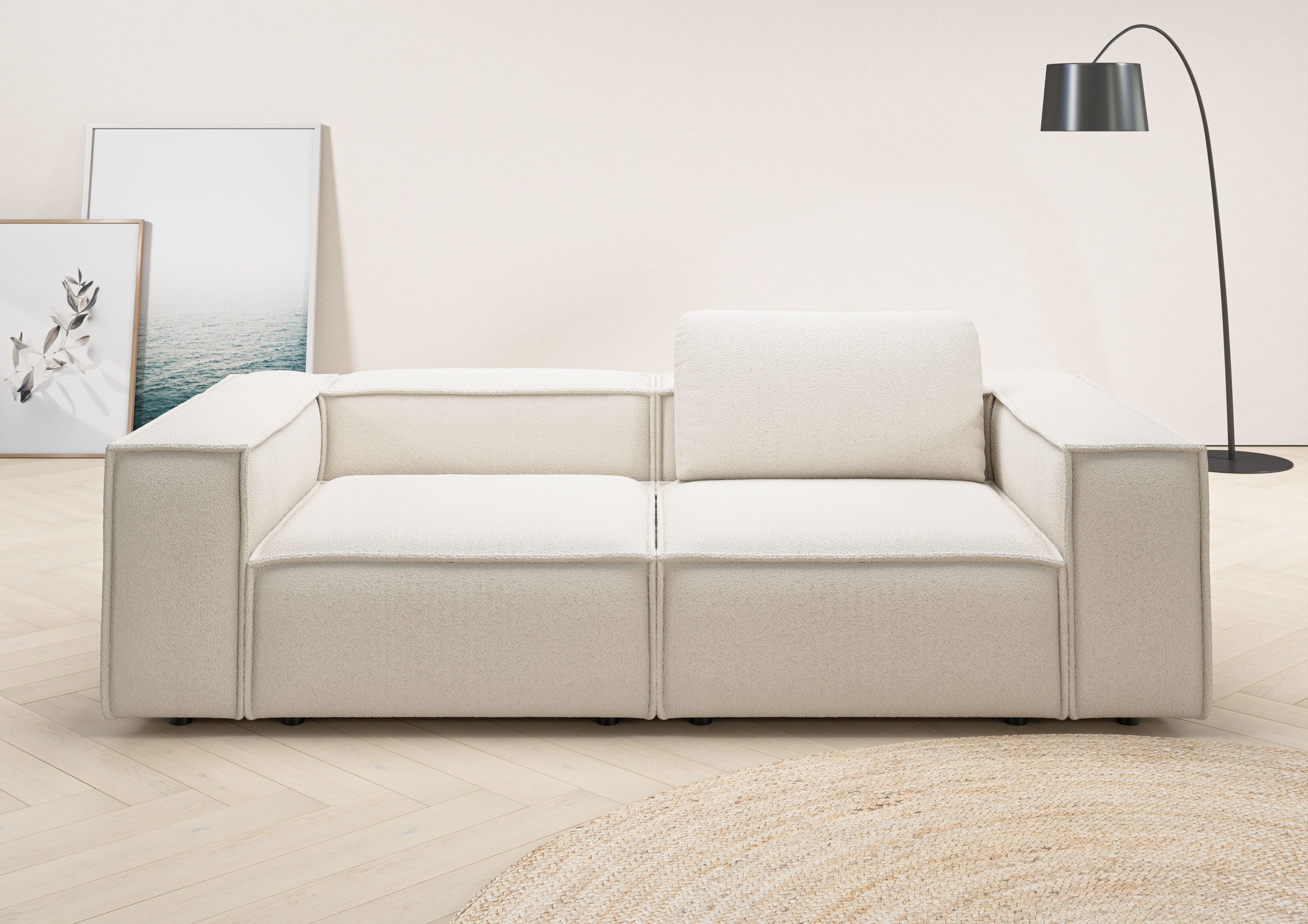 Home affaire 2-Sitzer Watertown, modern, Sofa 246 cm breit, in 2 Tiefen, Japandi Design, stilvolles Sofa Extra Tiefe 188cm, mit extra breiter Sitzfläche