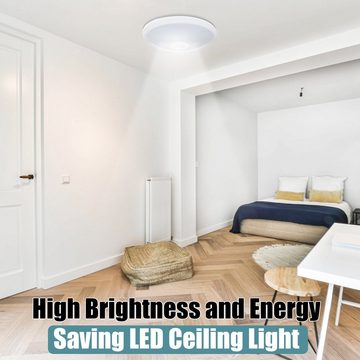 Defactoshop LED Deckenleuchte LED Deckenlampe mit Bewegungsmelder Decken Flurleuchte 12W, LED fest integriert, Warmweiss oder Tageslicht