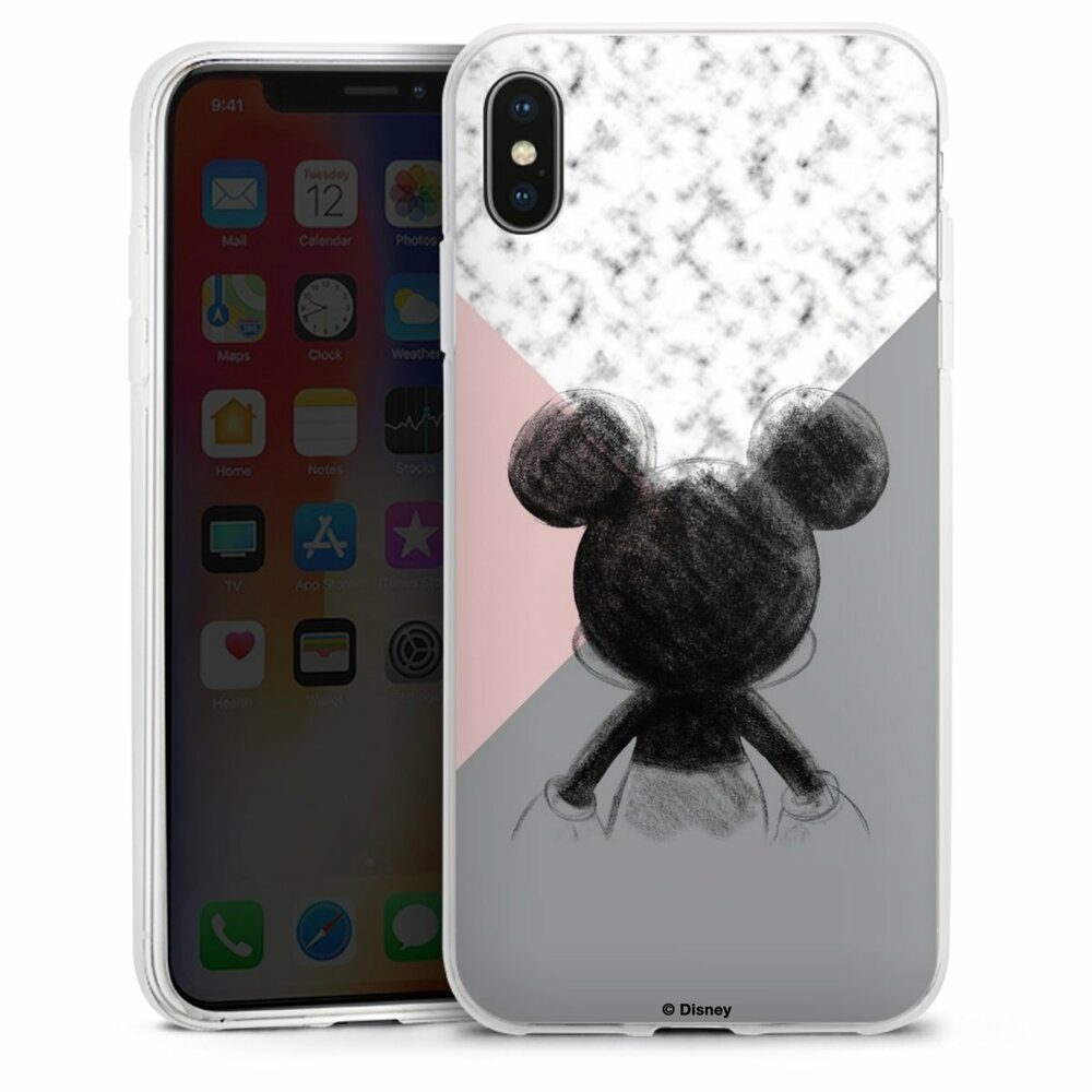 DeinDesign Handyhülle Disney Marmor Mickey Mouse Mickey Mouse Scribble,  Apple iPhone Xs Max Silikon Hülle Bumper Case Handy Schutzhülle