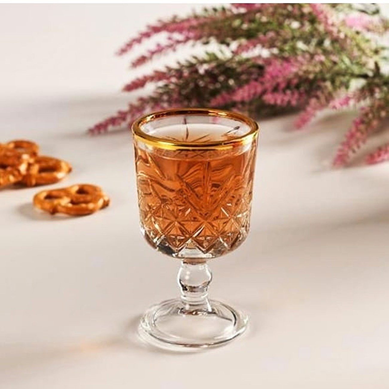 Pasabahce Gläser-Set Golden Touch Timeless Mini Gläser 60 ml - 6er Set mit Goldrand, 6-tlg.