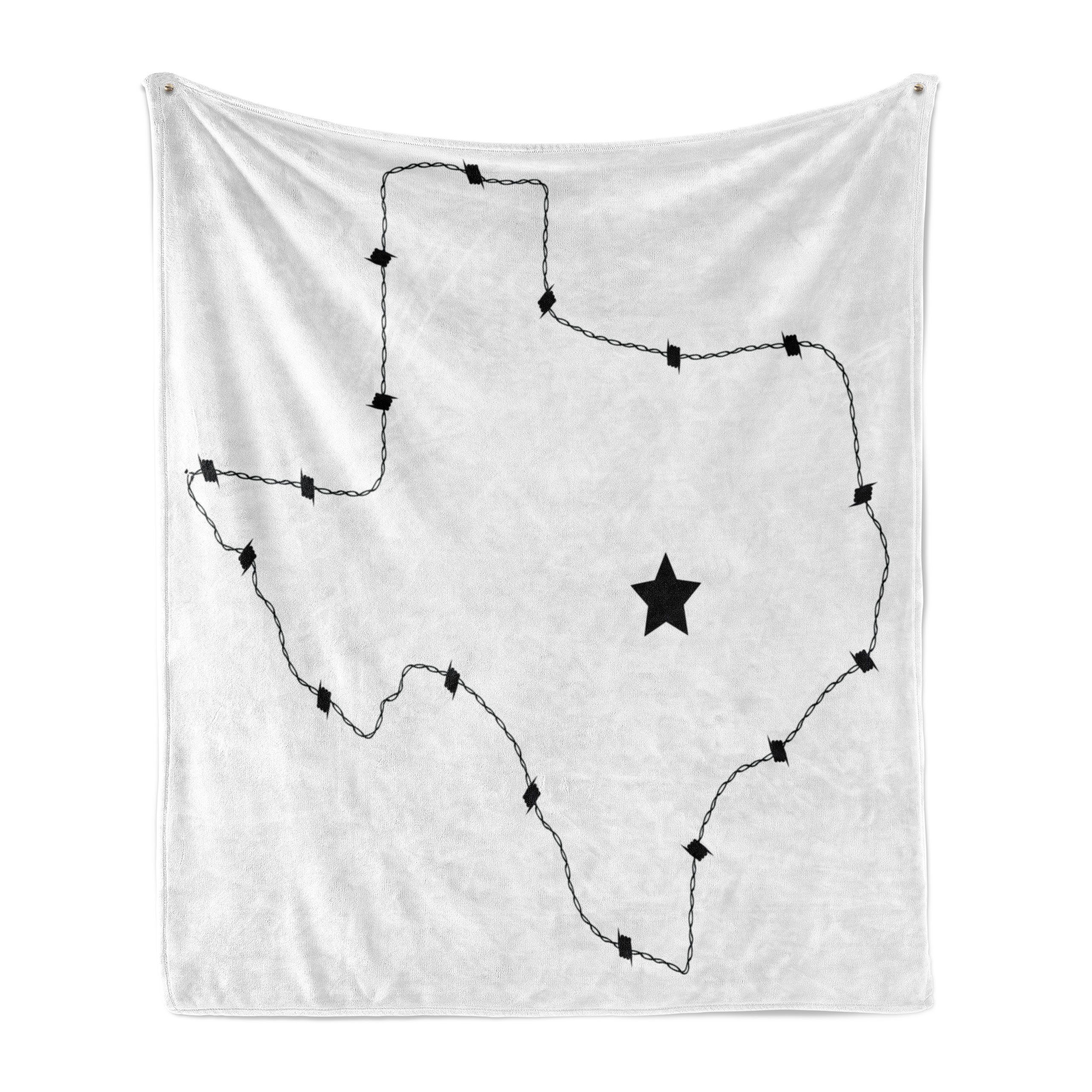Wohndecke Gemütlicher Plüsch für Texas und Außenbereich, Innen- Star Abakuhaus, Stacheldraht Karte den