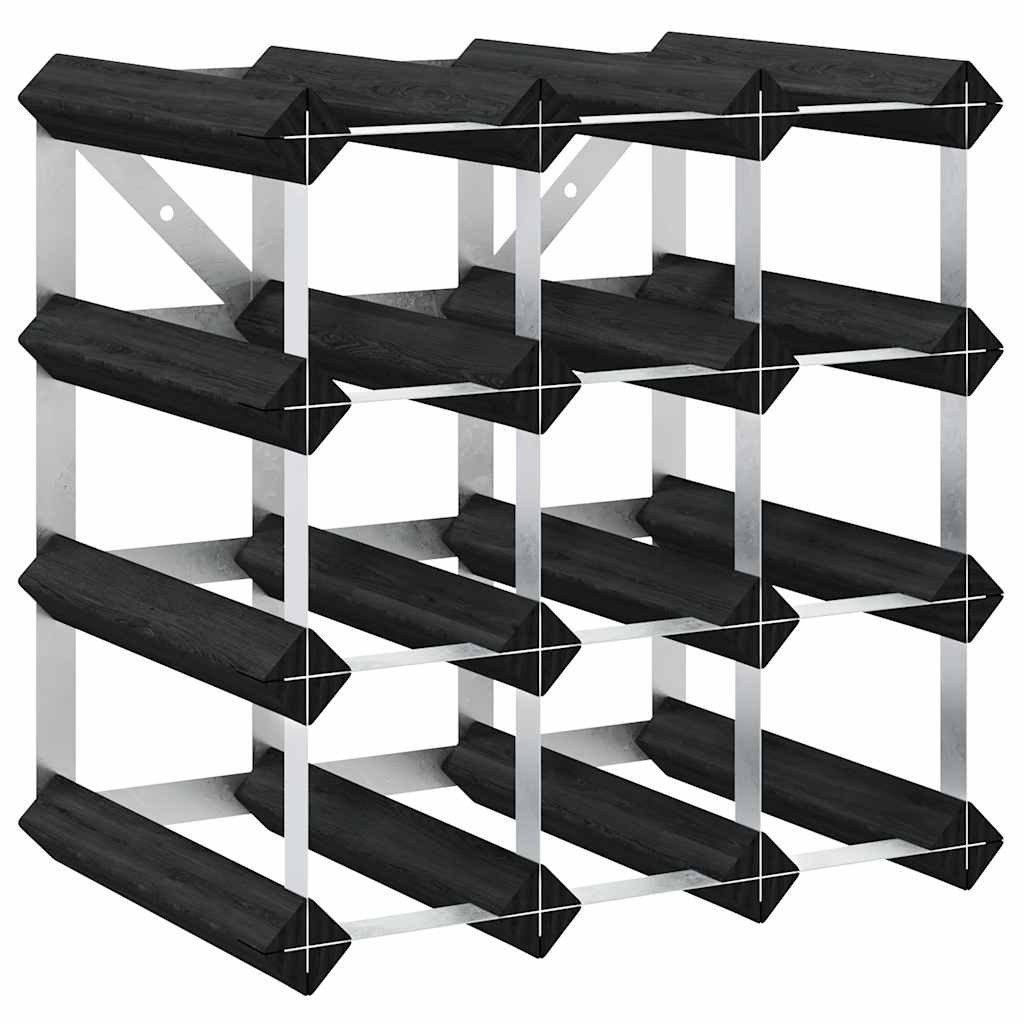 furnicato Weinregal Schwarz 32,5 x 22,5 x 32,5 cm aus massivem Kiefernholz, 1-tlg., Stabile Flaschenablage aus verzinktem Stahl mit Platz für 12 Flaschen