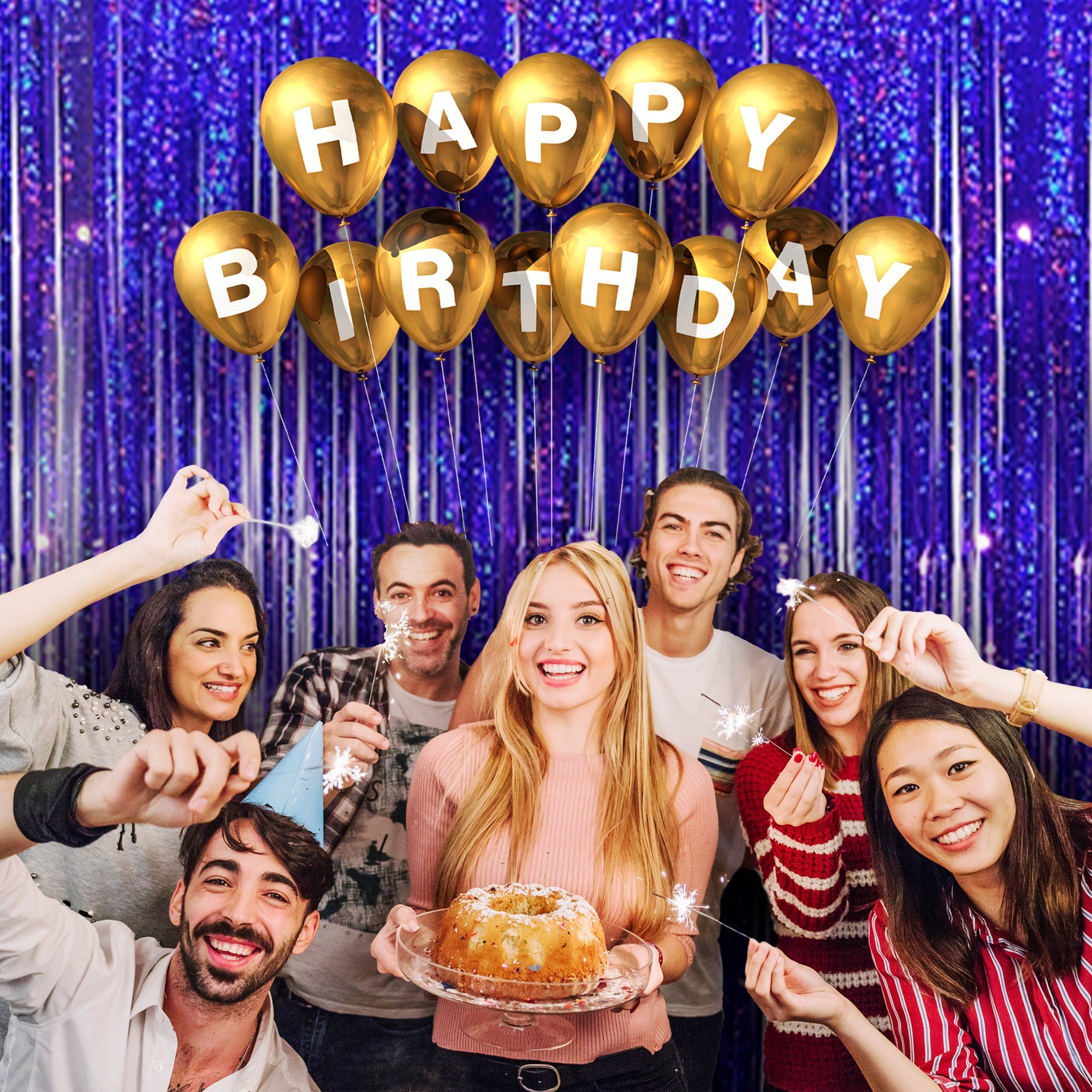 Montegoni Dekorationsfolie Vorhang 2er Set, Hintergrund Dekoration, Glitzer Vorhang Party Deko, (2er Set), Folien Fransen Geburtstag Hochzeit Partydeko Luftschl – Bild 4 von 4
