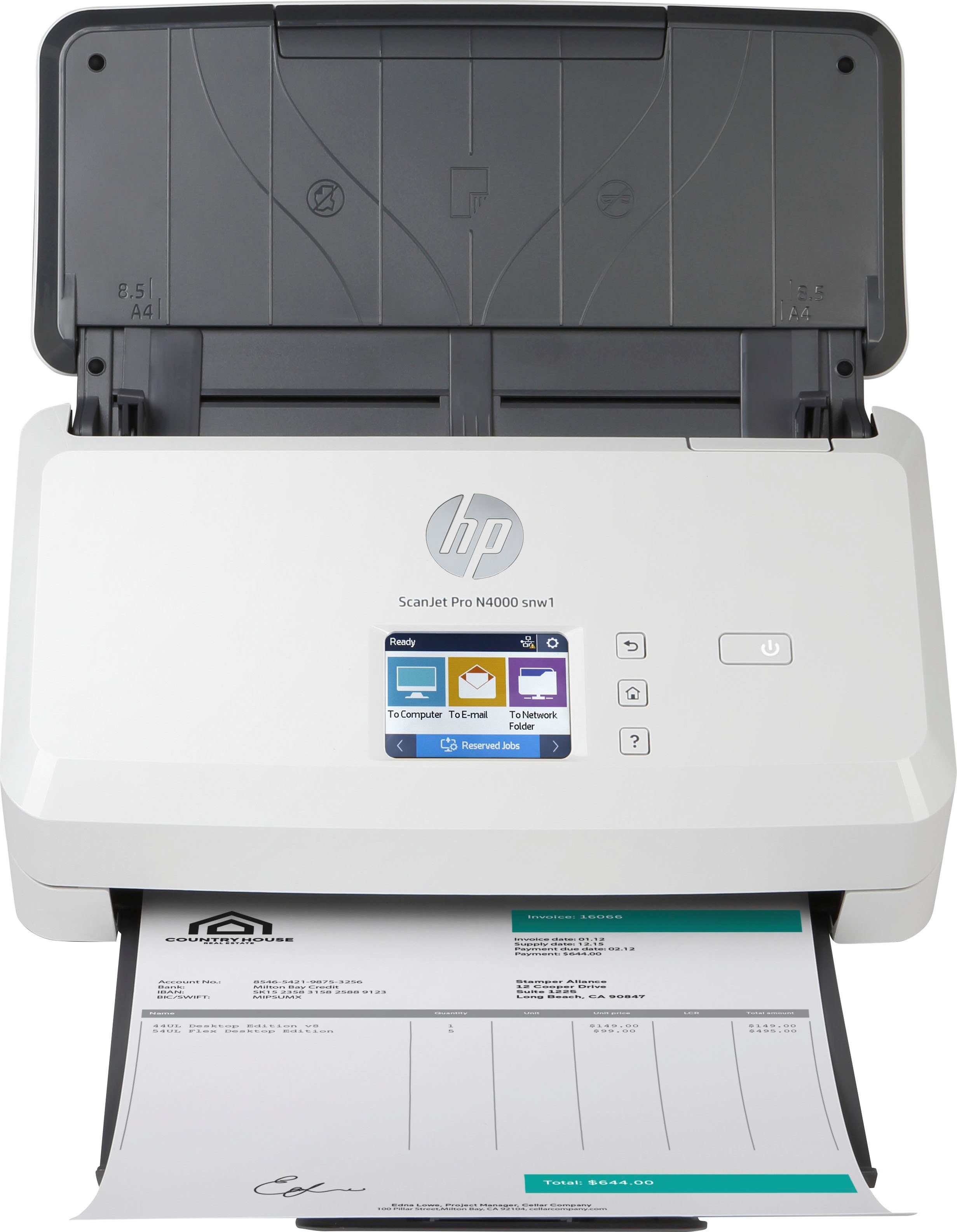 HP ScanJet Pro N4000 snw1 Einzugsscanner, (LAN (Ethernet), WLAN (Wi-Fi), Wi-Fi Direct)