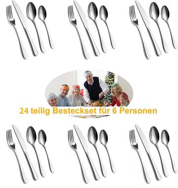 JOEAIS Besteck-Set 24 Teilig 6 Personen Besteck Edelstahl Besteckset, Essbesteck Set mit Messer Gabel Löffel Hochwertiges Edelstahlbesteck