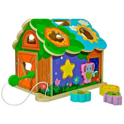 Kids Euroswan Steckspielzeug Baby Formsortierer aus Holz in Form eines Hauses