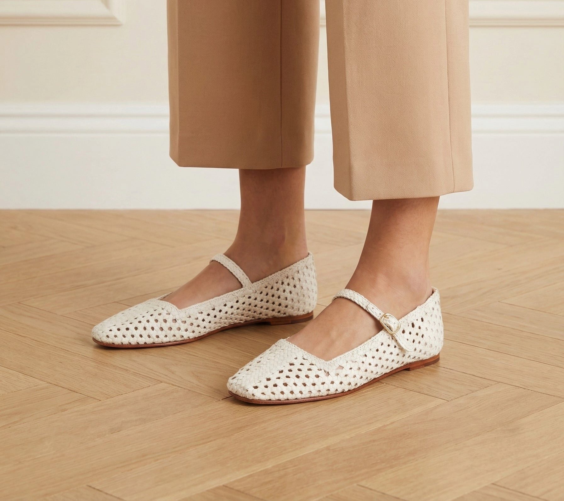 Melvin & Hamilton Bexley 10 Leder-Geflochtene Schuhe für Damen Ballerina Flache Absätze, Echtes Leder, Von Hand geflochten