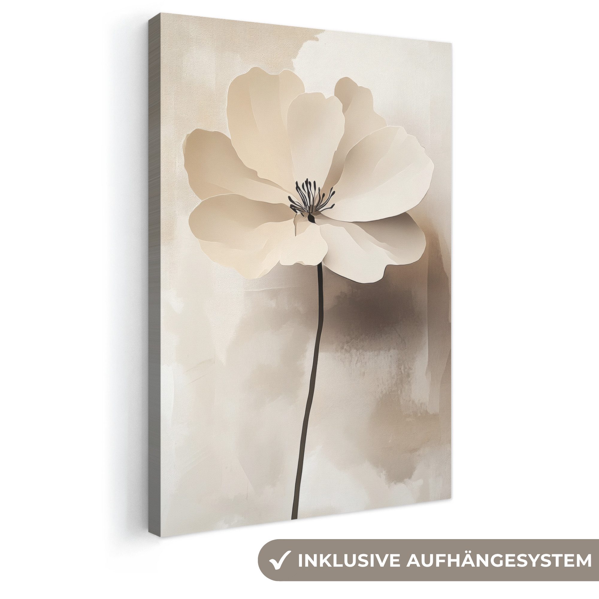 OneMillionCanvasses® Leinwandbild Blume - Beige - Farbe - Schatten, Fotodruck (1 St), Leinwand Canvas Wandbild, Wanddekoration 20x30 cm