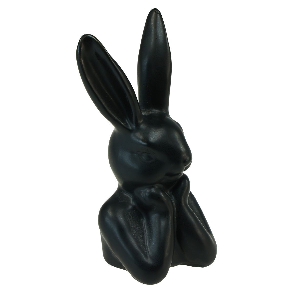 Viana Osterhase Elegante Dekofigur Hase mit nachdenklicher Pose aus Keramik, 2 Stück