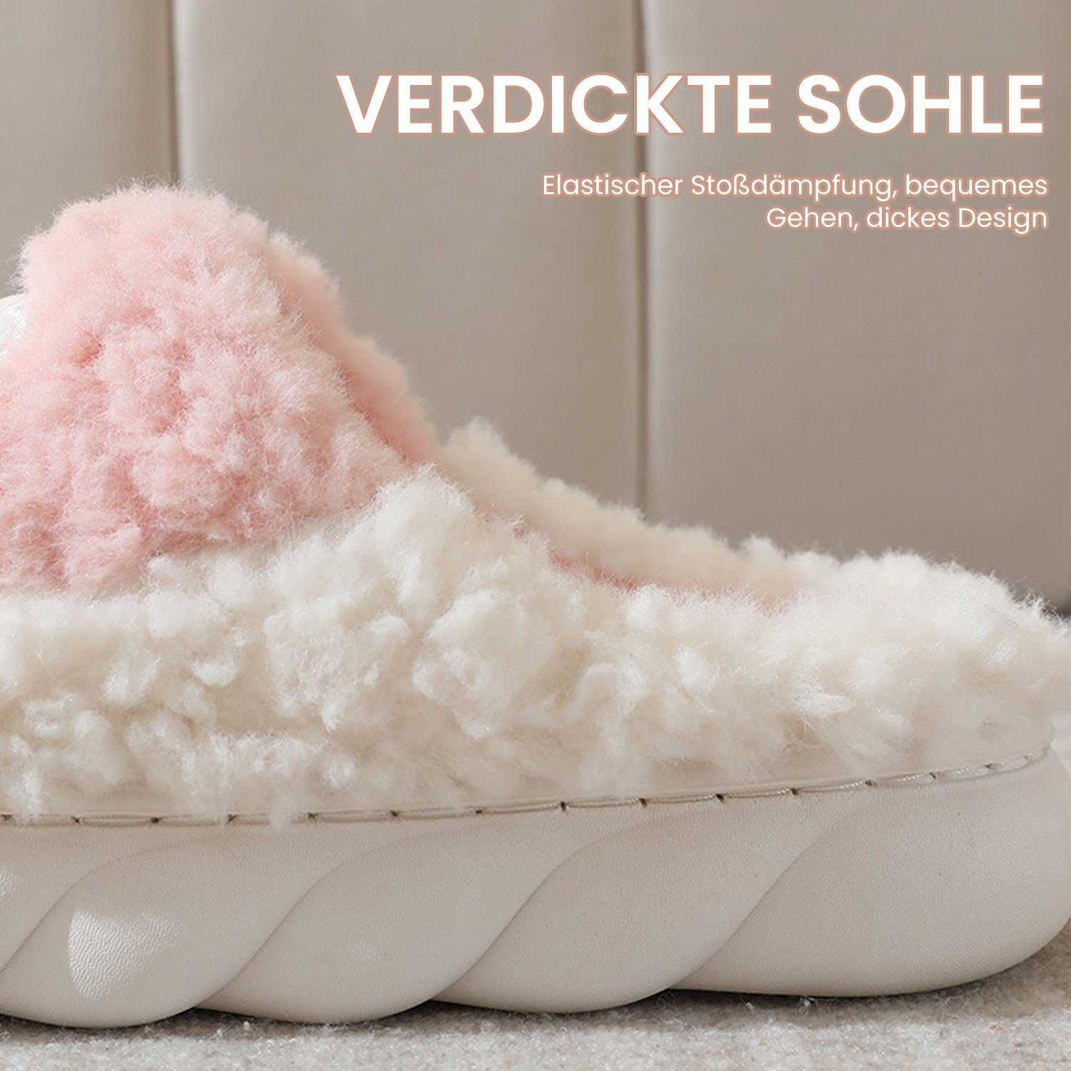 Rosa Hausschuhe Cartoon Slippers Hausschuhe Daisred Rutschfeste Winter Plüsch Warme