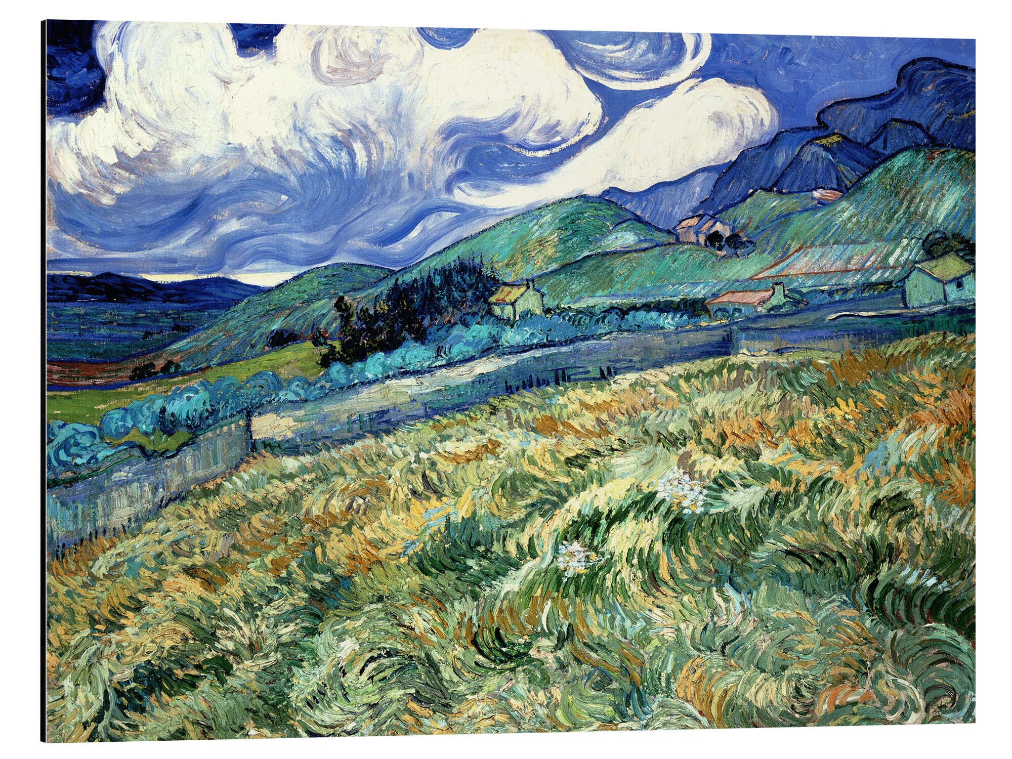Posterlounge Wandbild Berglandschaft hinter dem Hospital Saint-Paul, Vincent van Gogh, erhältlich als Poster, Leinwandbild, Wandsticker oder Acrylglasbild