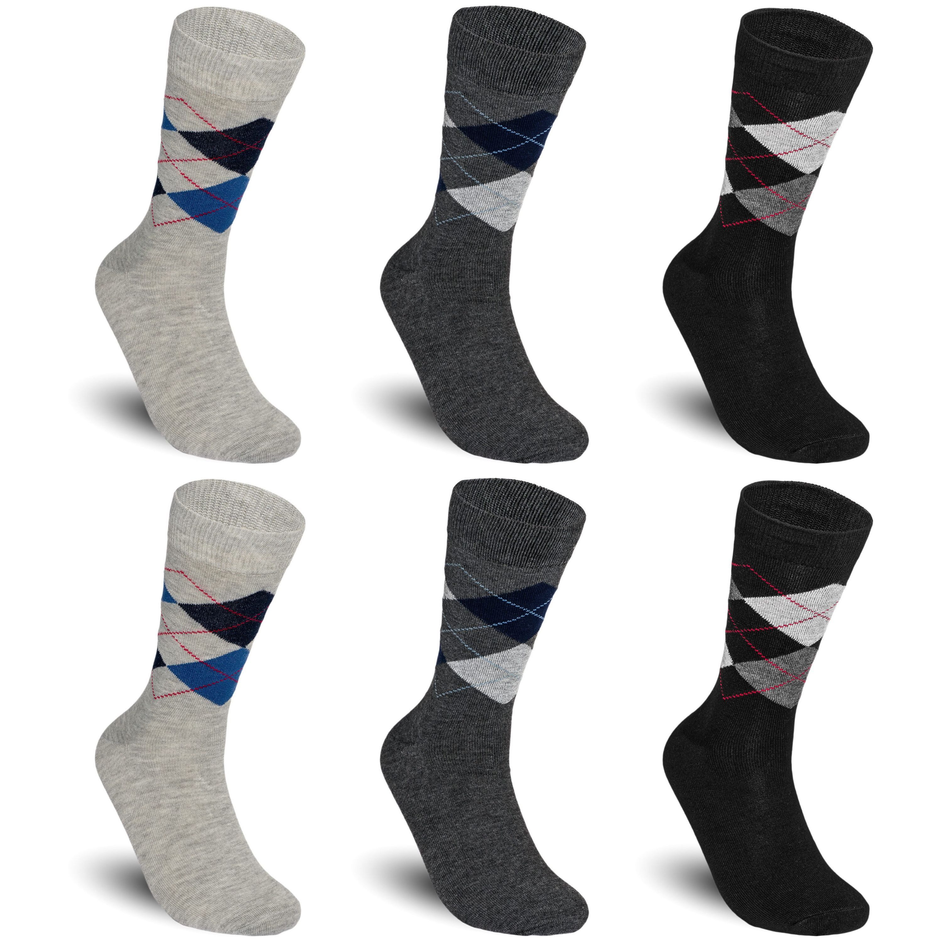TEXEMP Businesssocken 6 oder 12 Paar Herren Business Socken Baumwolle Strümpfe Herrensocken (Packung, 6-Paar) Atmungsaktiv - Komfortbund