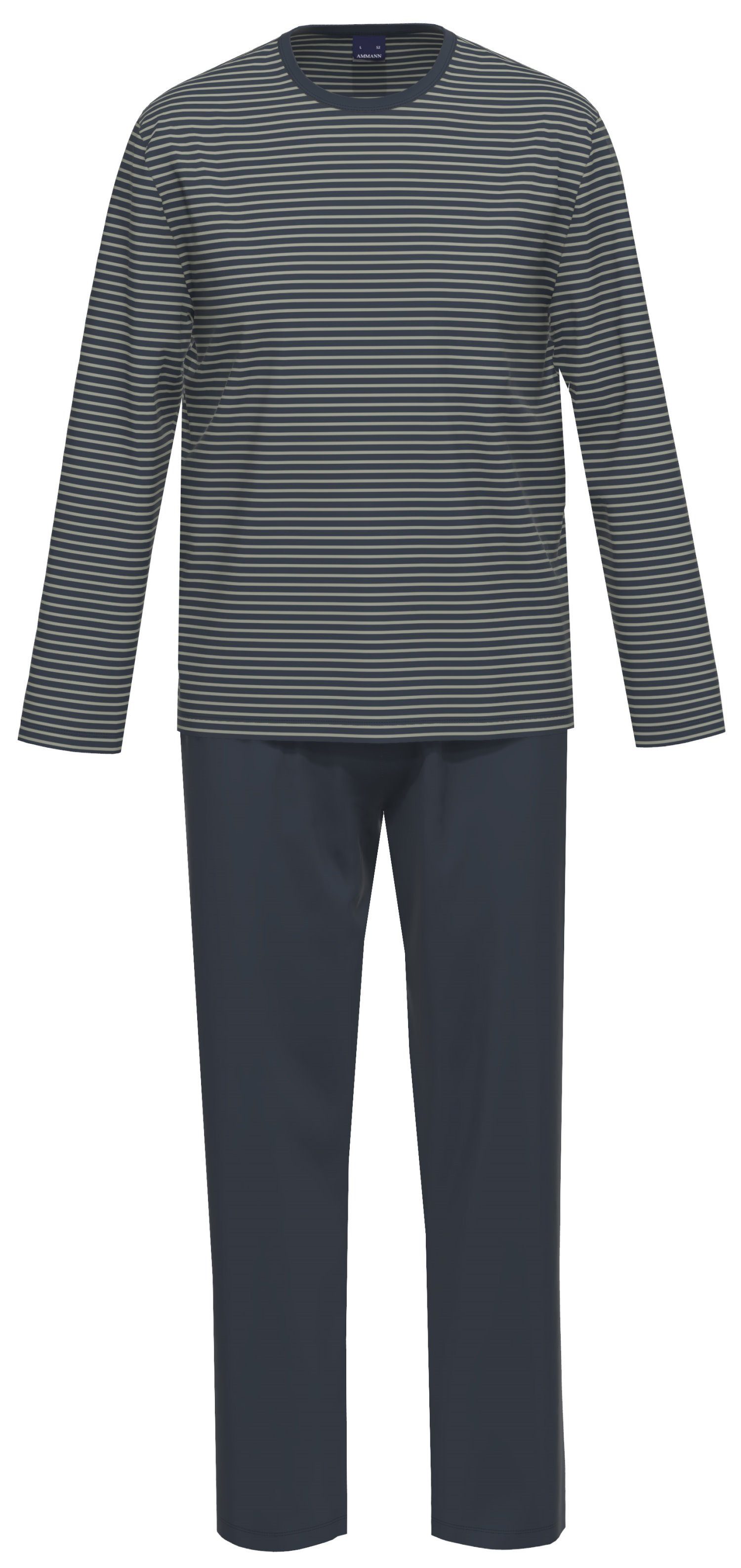 Ammann Schlafanzug Herren Pyjama mit langem Arm (2 tlg) Baumwolle