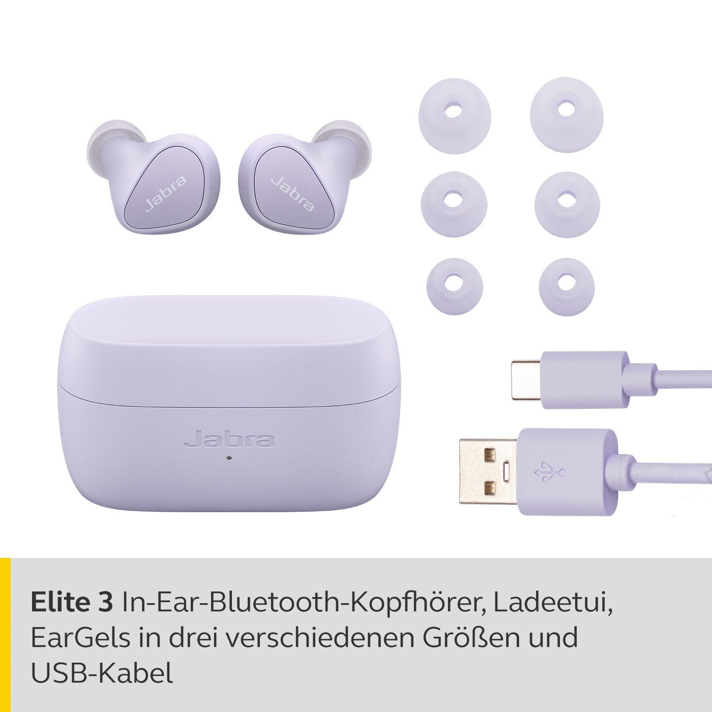 Jabra Elite Google 3 Bluetooth) lila Siri, In-Ear-Kopfhörer Alexa, (Geräuschisolierung, Assistant