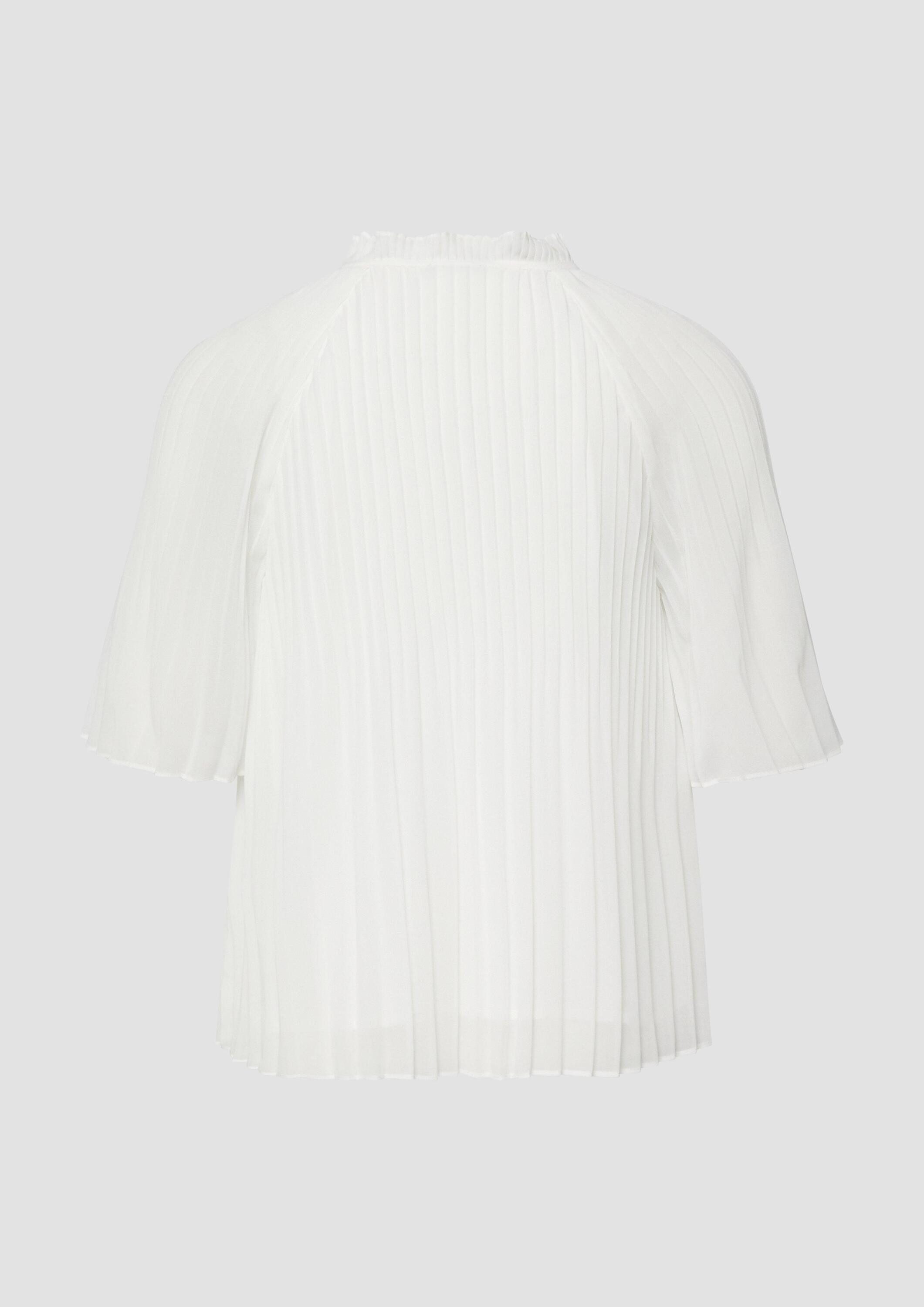 s.Oliver Kurzarmbluse Bluse Festliche Chiffon-Bluse mit Plissee und Rüschen