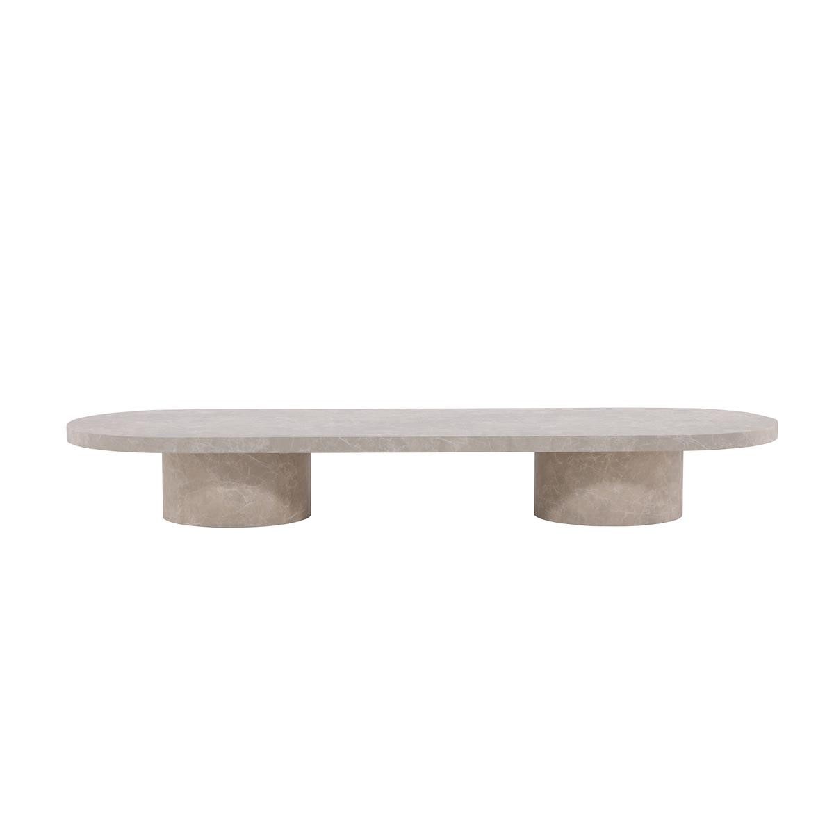 BOURGH Couchtisch MAILAND großer Wohnzimmertisch 190x60cm - Coffee Table in Marmor Optik, in Beige