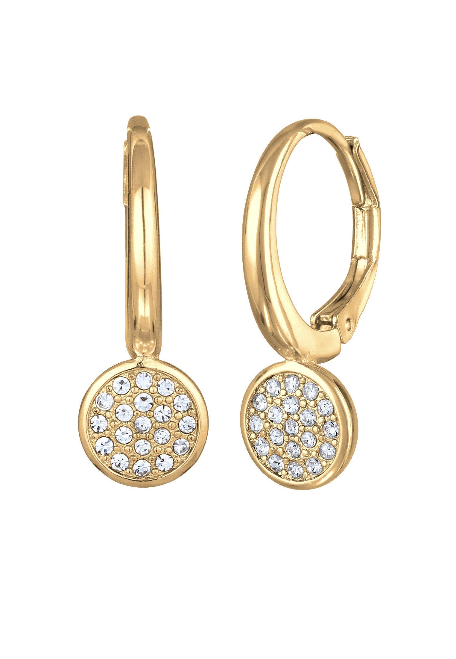 Elli Paar Creolen Ohrhänger Plättchen Kristalle Anhänger Silberfarben, Plät günstig online kaufen