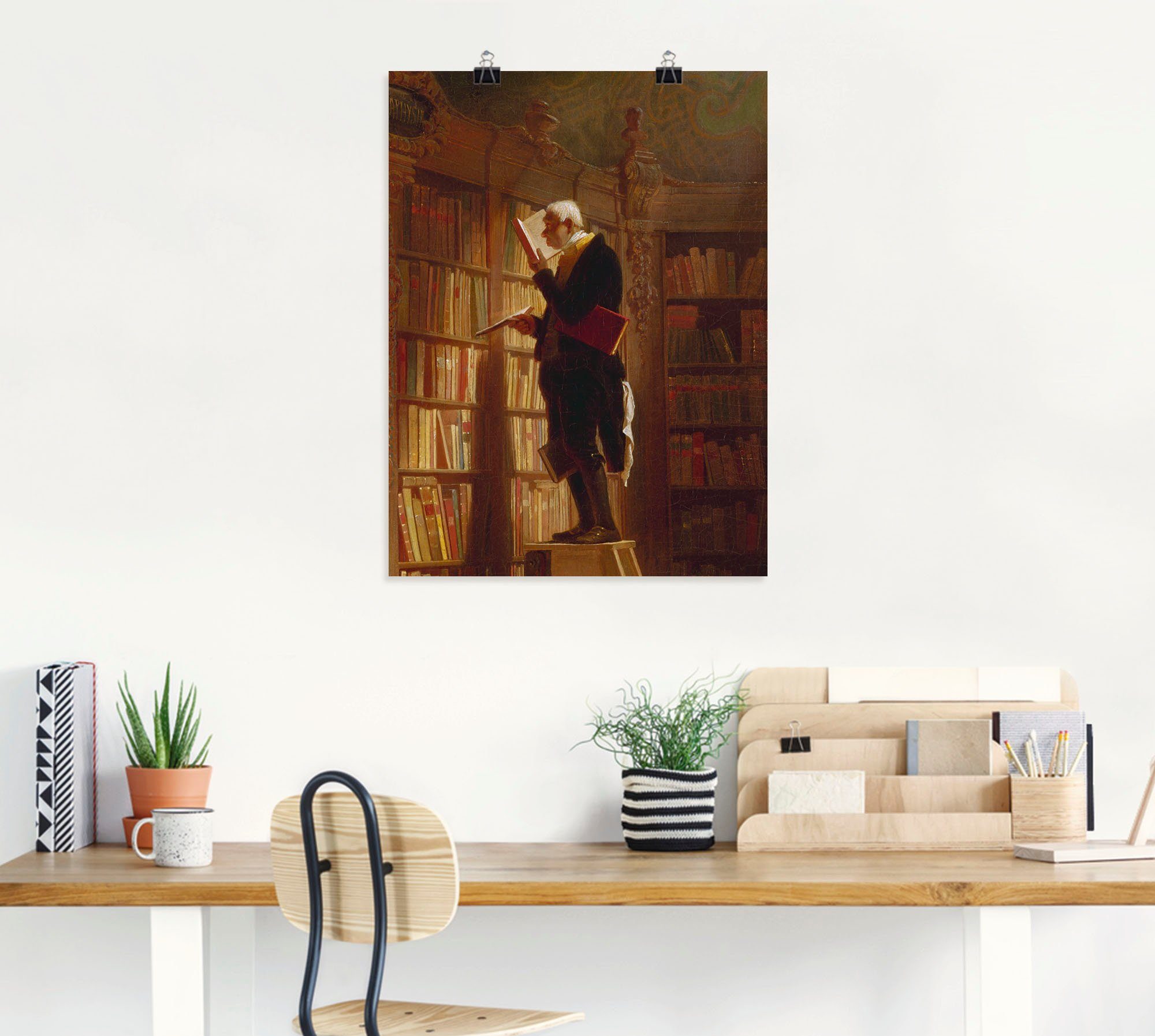 Artland Wandbild Der Bücherwurm (Detail). Um 1850, Mann (1 St), als Leinwandbild, Poster in verschied. Größen