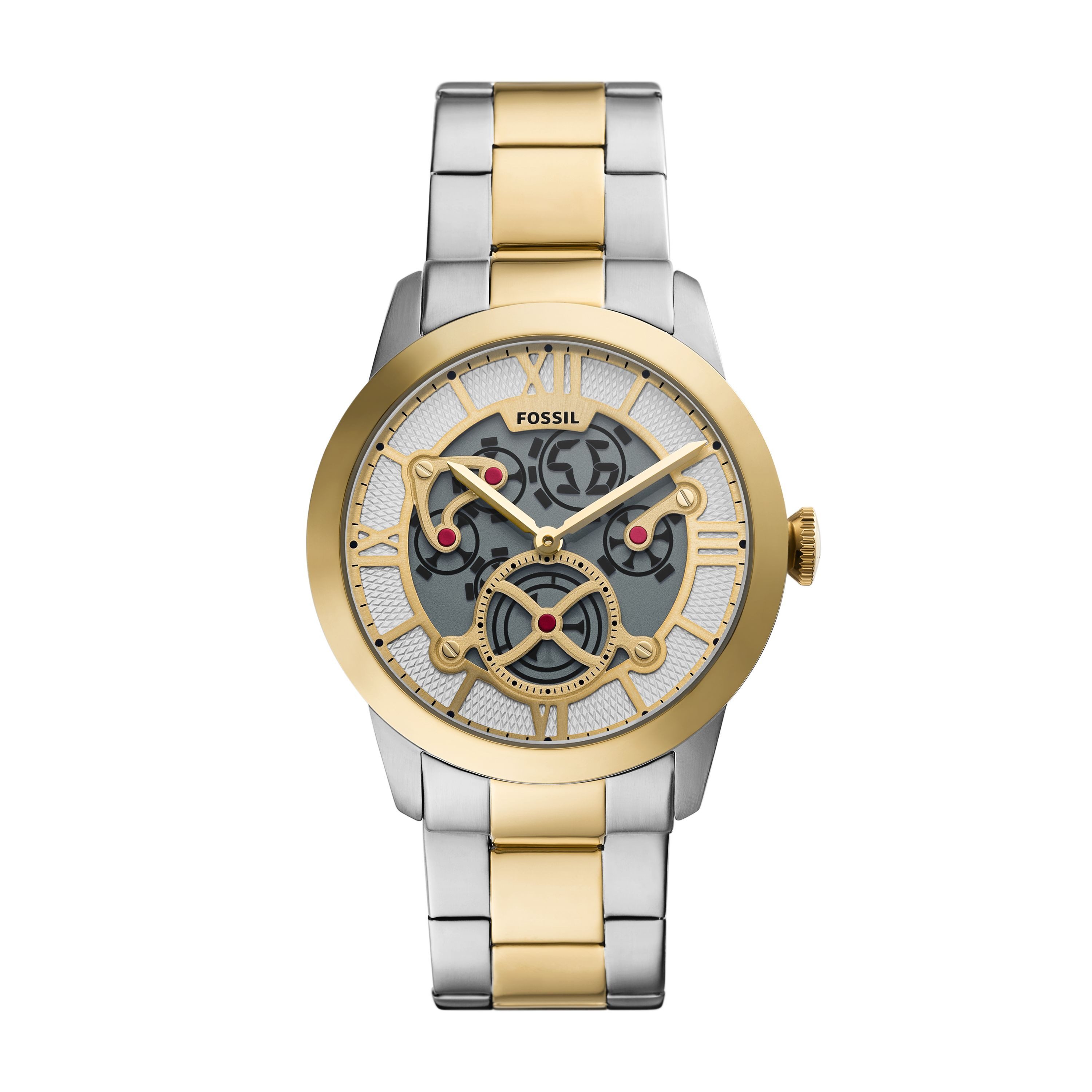 Fossil Quarzuhr Townsman FS6193, Armbanduhr, Edelstahlarmband, digital, analog