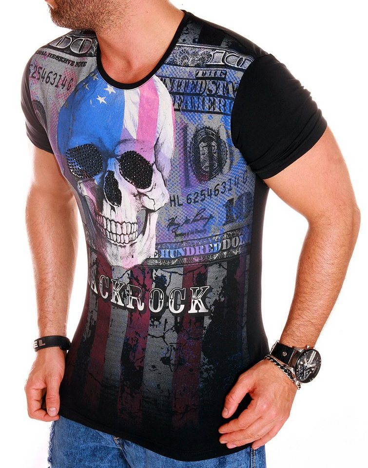 BLACKROCK T-Shirt »Herren T-Shirt mit Totenkopf Skull Dollar Freizeit ...