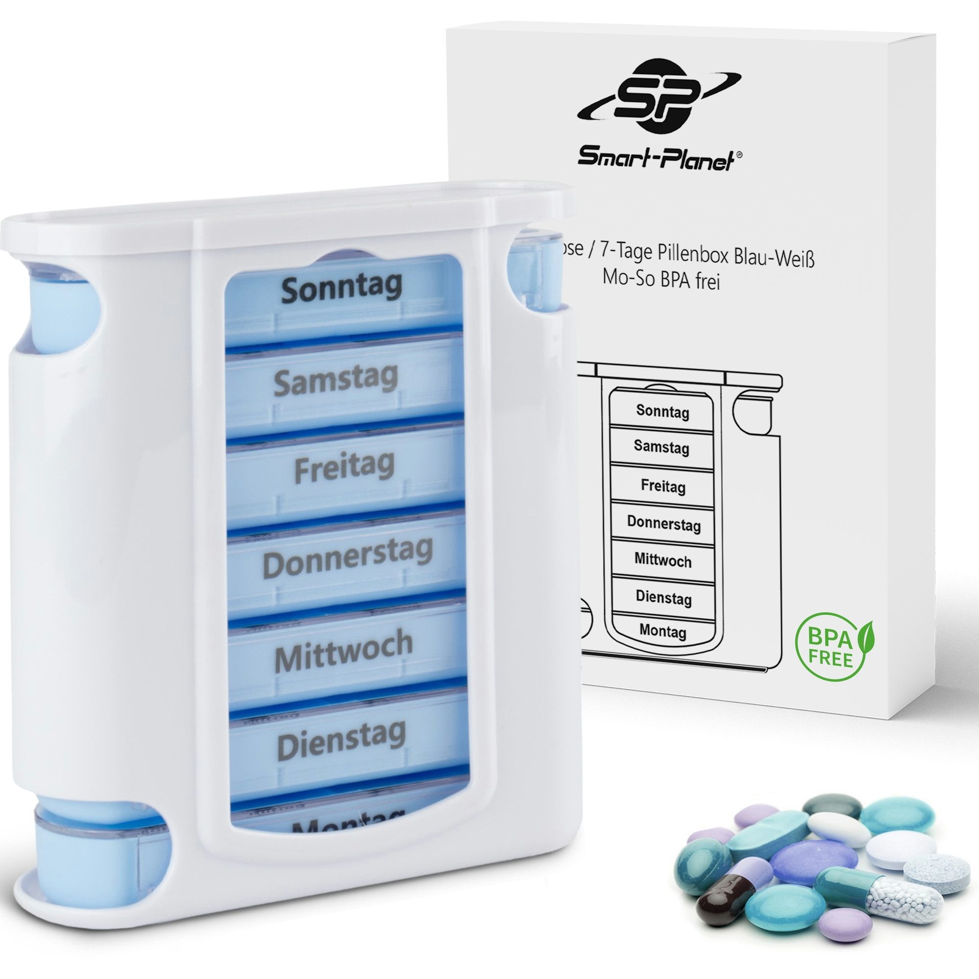 Pillendose Pillendose 7 Tage Tabletten Box mit 4 Fächer Mo-So