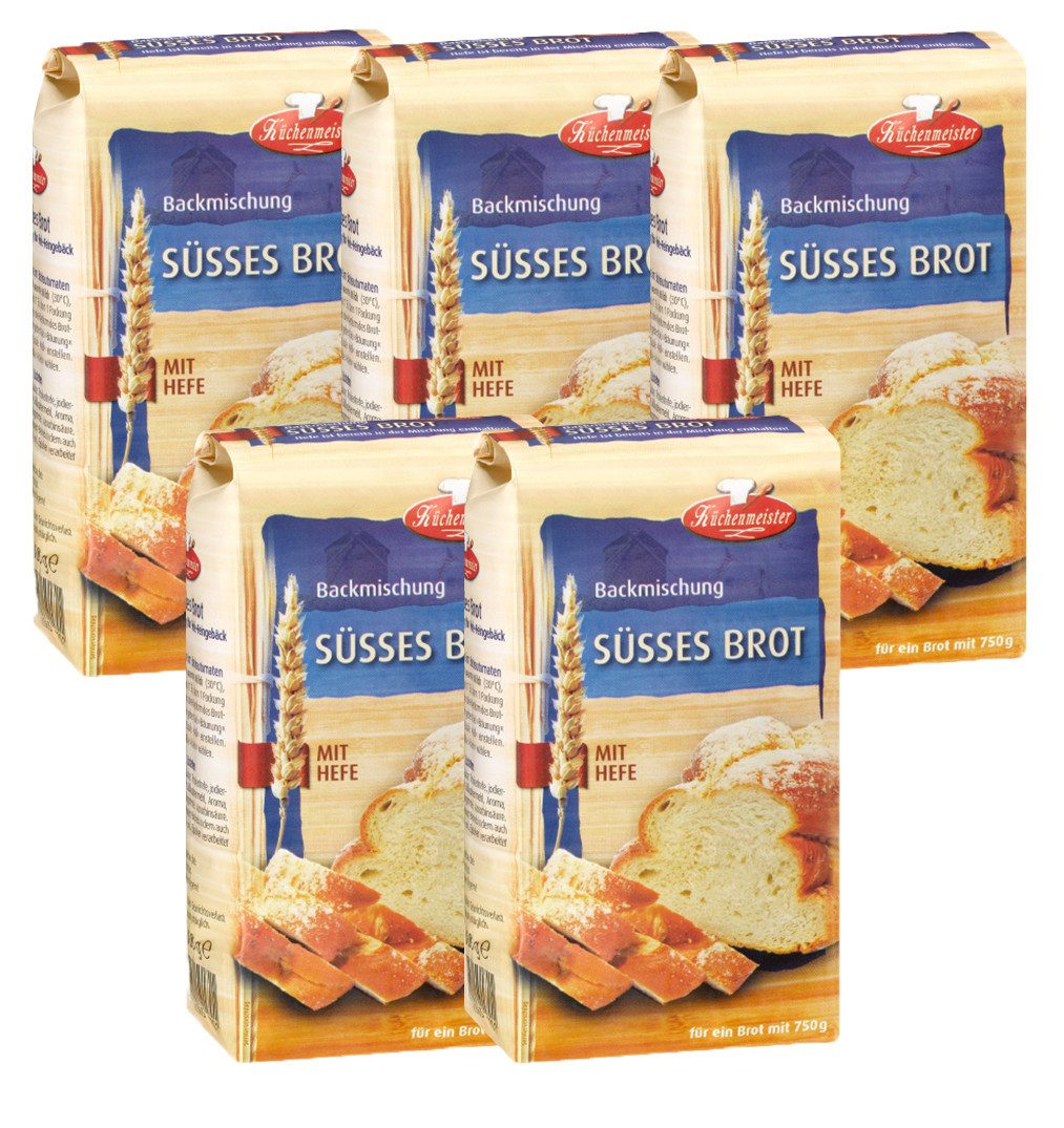 Bielmeier Backmischung Süßes Brot Küchenmeister, 1 x 2500 g, (5 x 500g), Made in Baden-Württemberg (SET314021-5)