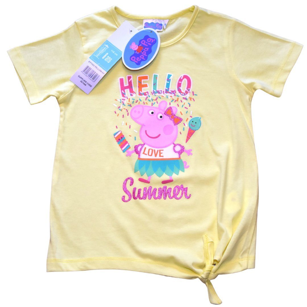 Peppa Pig T-Shirt Mädchen Peppa Wutz Kurzarmshirt aus Baumwolle Gelb