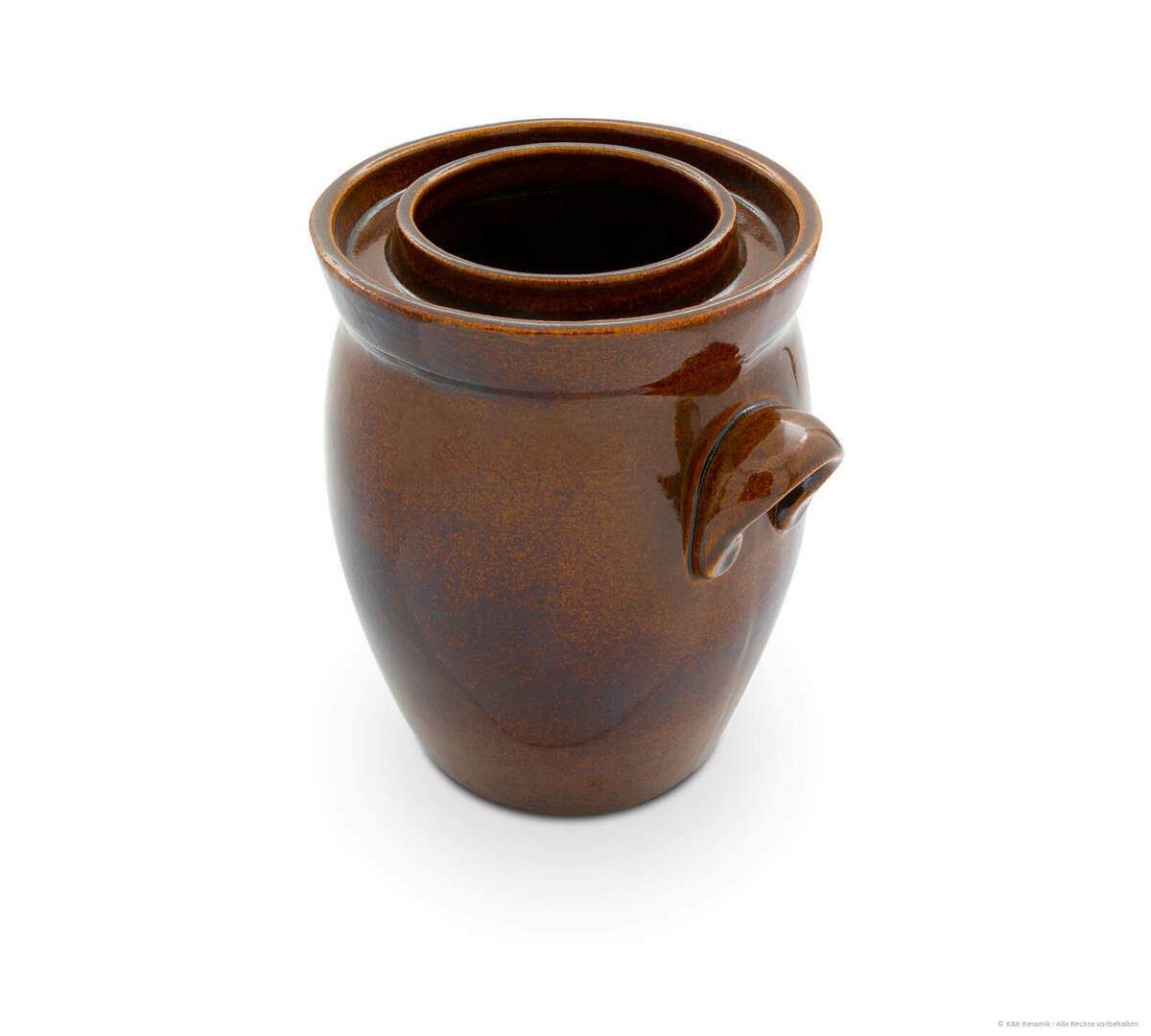 KERAZO Fermentationsglas KERAZO 5L Gärtopf Sauerkrauttopf Gurkentopf Rumtopf inkl. Deckel+Stein, Keramik, Mit Wasserrinne, robuste Keramik, lebensmittelecht, fü – Bild 3 von 5