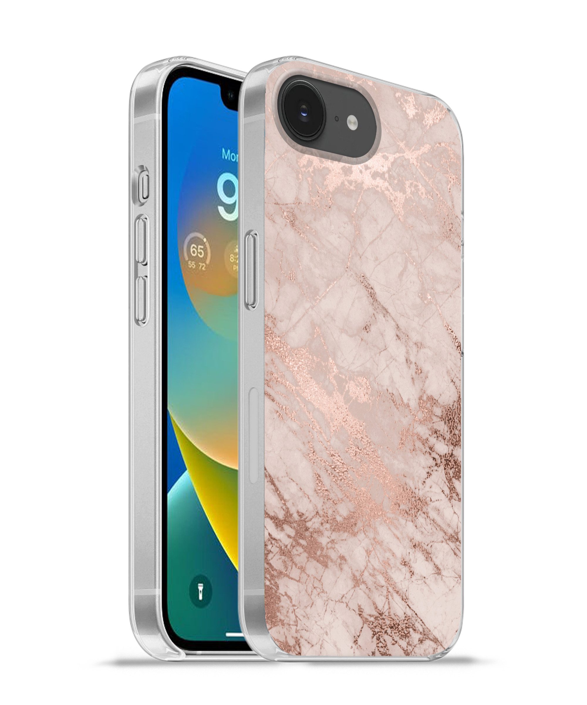 MuchoWow Handyhülle für Apple iPhone 16e Marmor - Rosa - Luxus - Marmoroptik - Glitzer - D, Smartphone-Bumper, Print, Handy Schutzhülle Dünn