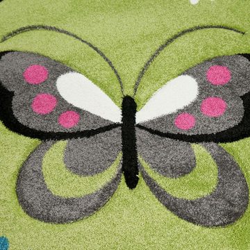 Kinderteppich Bunt Kinderzimmer-Teppich mit Schmetterling-Design in grün, Carpetia, rechteckig, Höhe: 13 mm