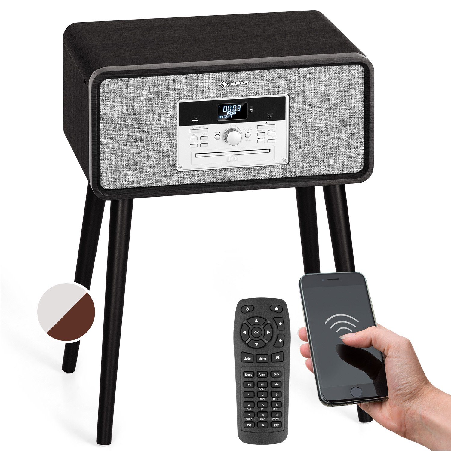 Auna Mary Ann Plattenspieler (Riemenantrieb, Bluetooth;CD, DAB+ UKW Radio MP3 Player Fernbedienung)