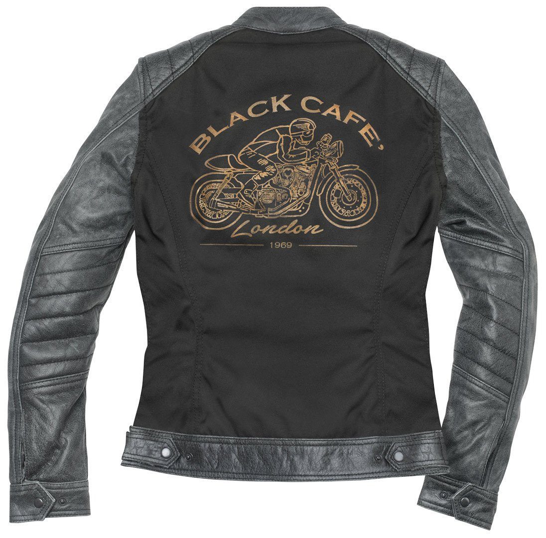 Textil London Damen Motorradjacke / Motorrad Leder- Black-Cafe Jacke Johannesburg
