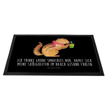 Fußmatte 40 x 60 cm Eichhörnchen Smoothie - Schwarz - Geschenk, Vorleger, lust, Mr. & Mrs. Panda, Höhe: 0.3 mm, rutschfest